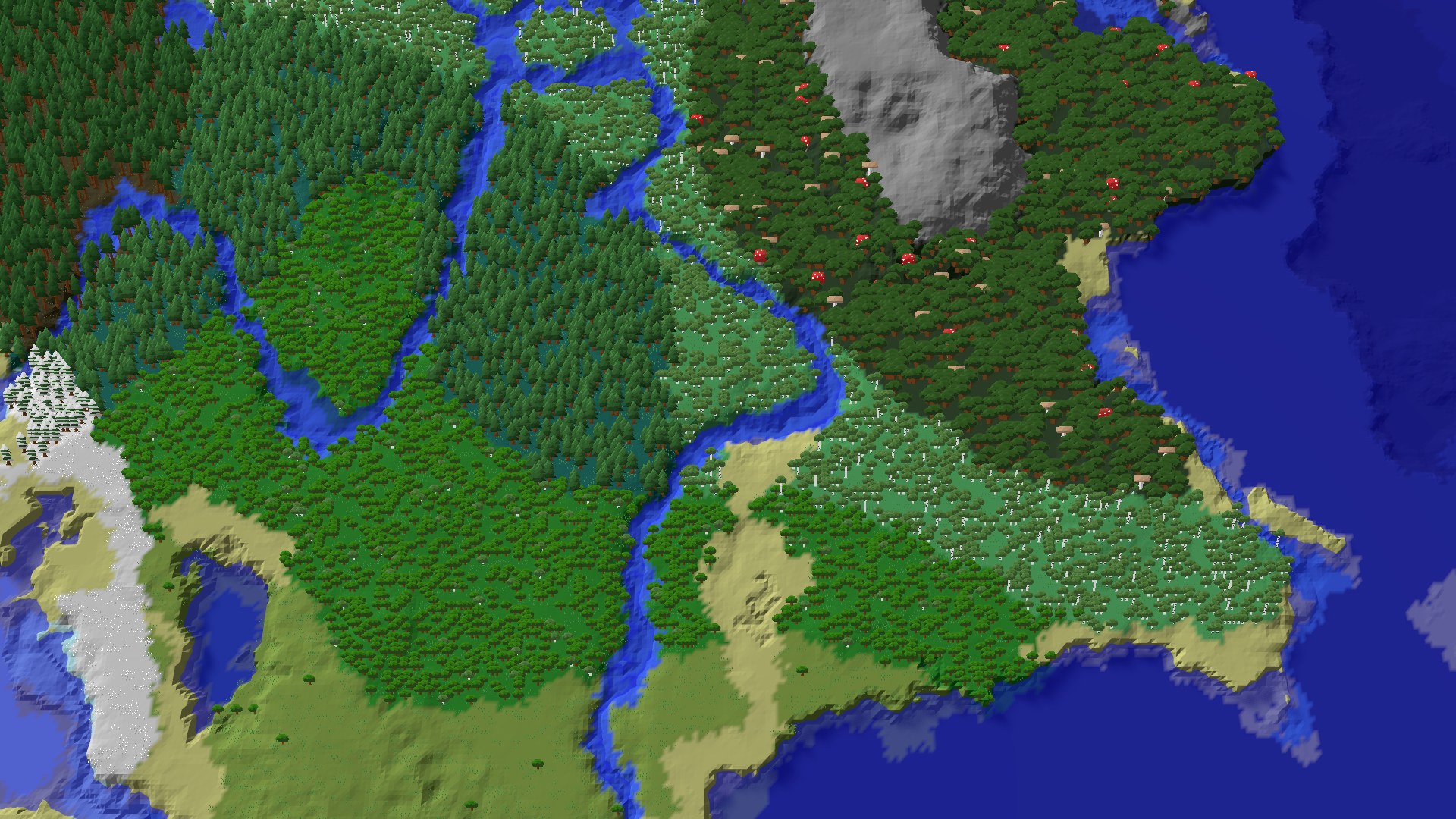 Aerial 3D overview 500 blocks NE of spawn