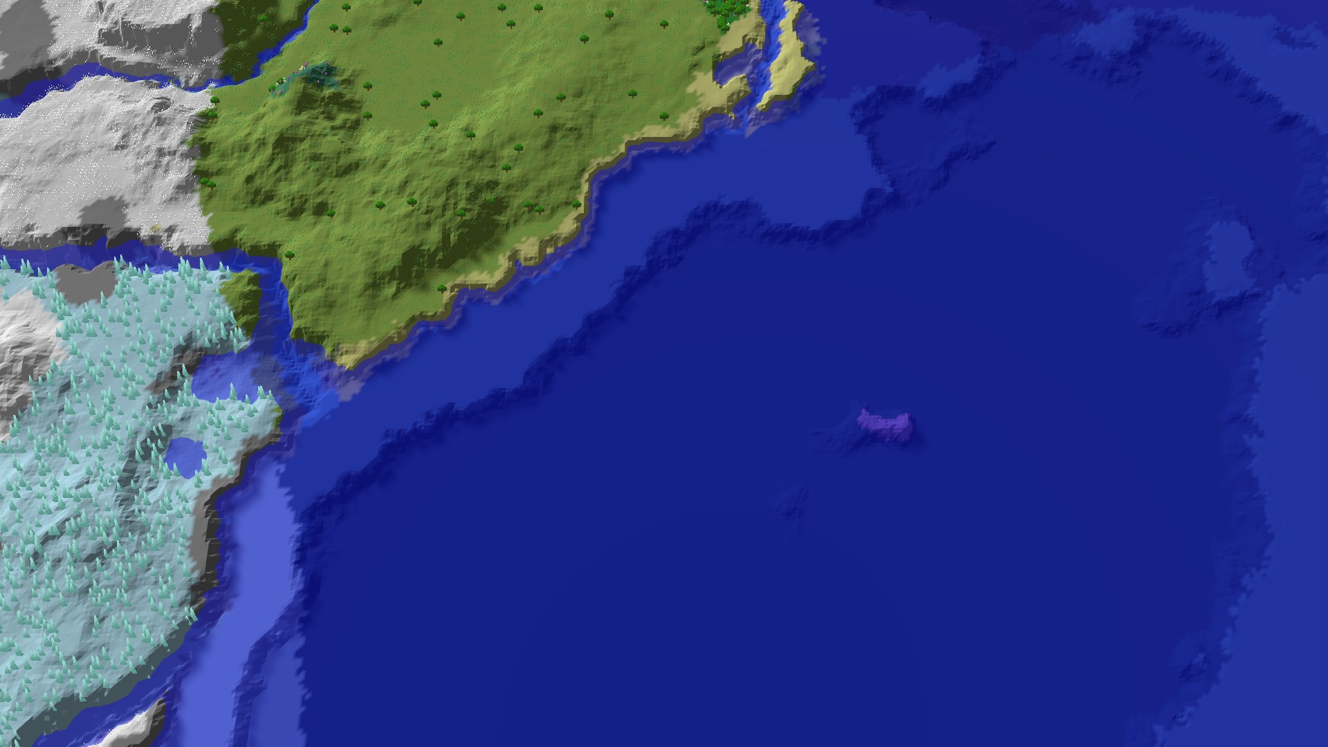 Aerial 3D overview 500 blocks SE of spawn