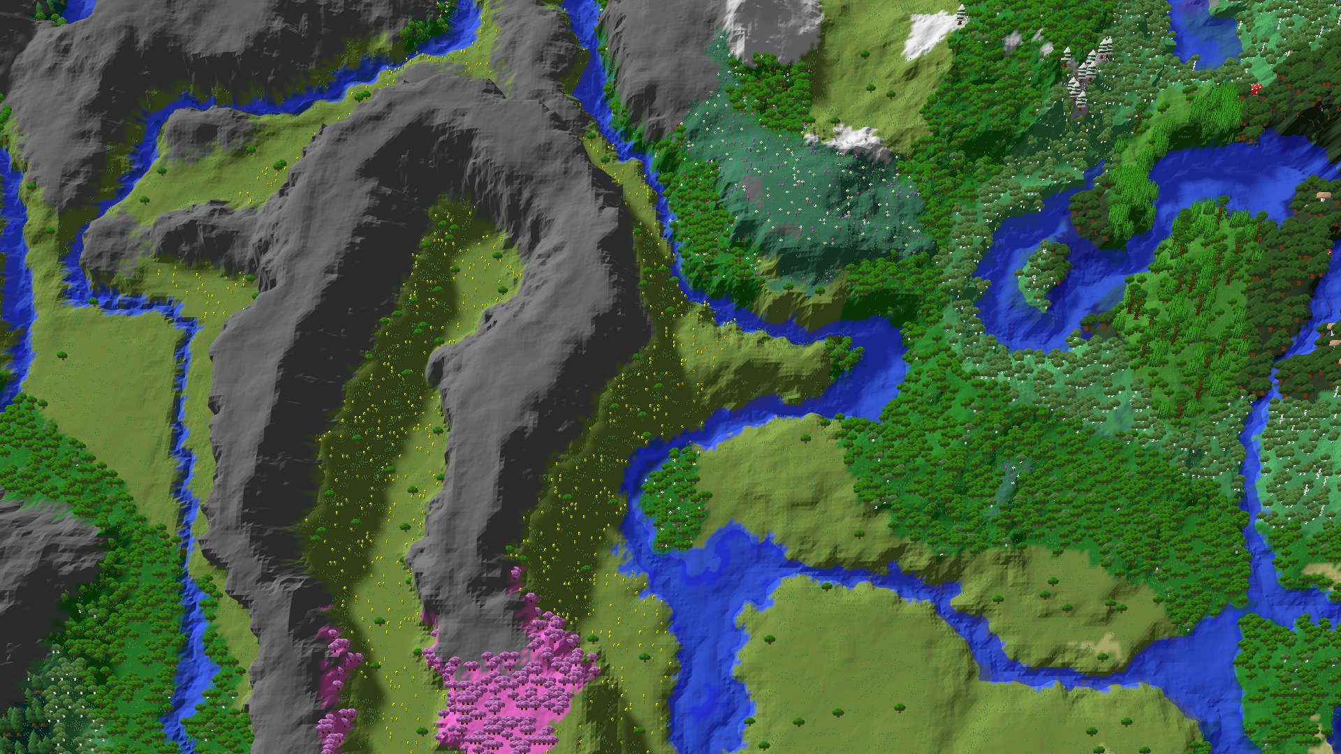 Aerial 3D overview 500 blocks NE of spawn