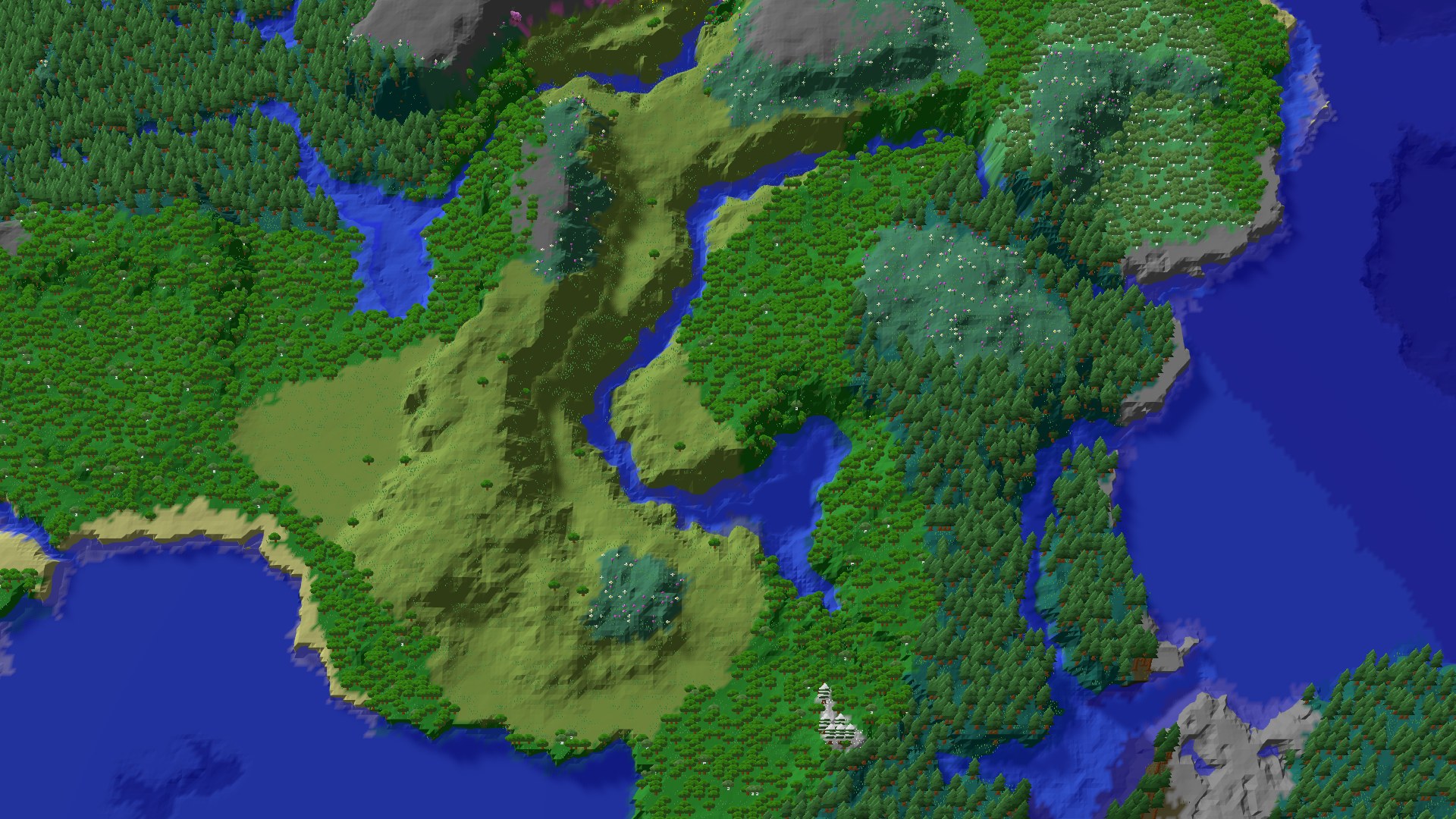 Aerial 3D overview 500 blocks SE of spawn