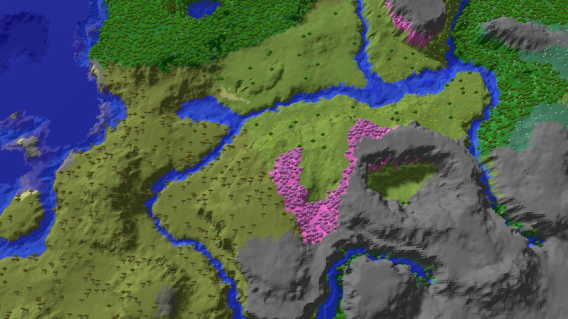 Aerial 3D overview 500 blocks NE of spawn
