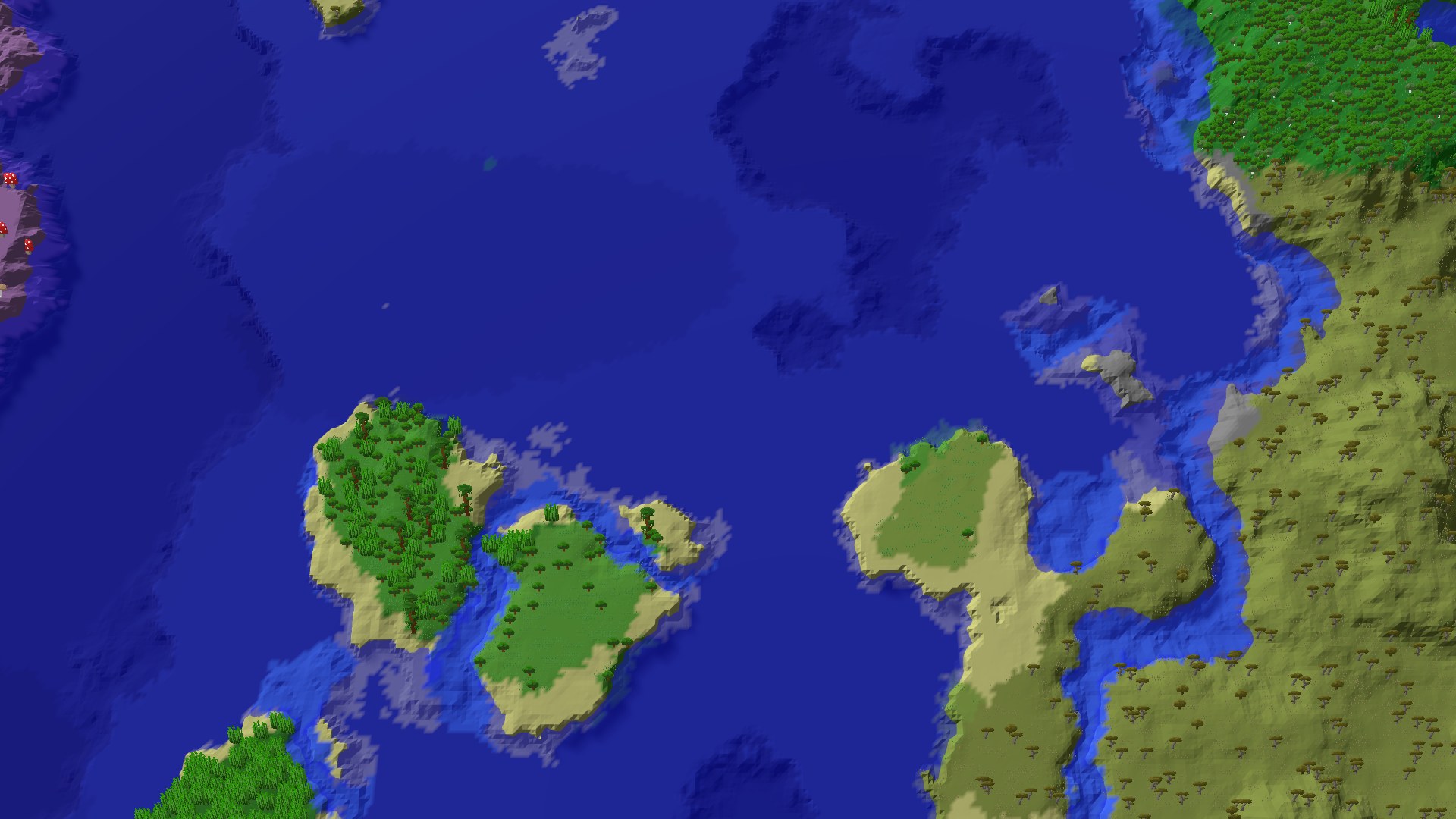 Aerial 3D overview 500 blocks NW of spawn