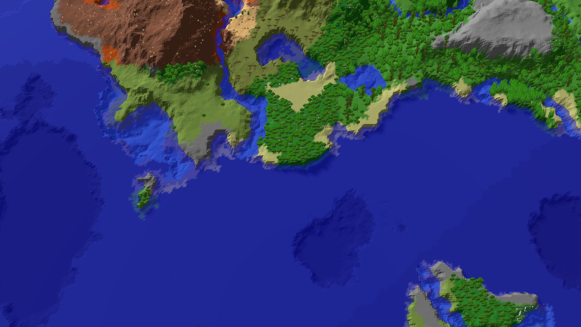 Aerial 3D overview 500 blocks NE of spawn