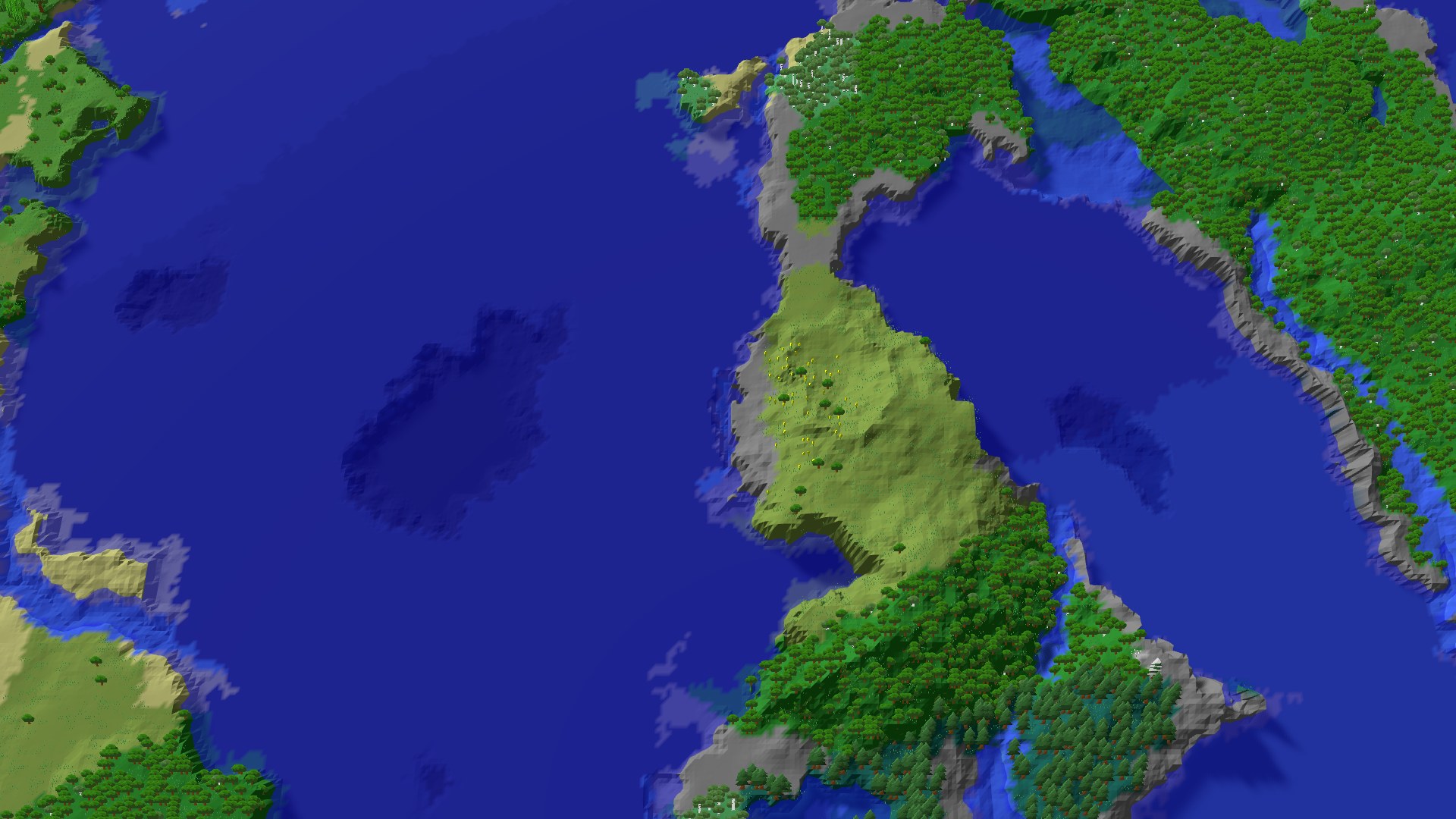 Aerial 3D overview 500 blocks SE of spawn