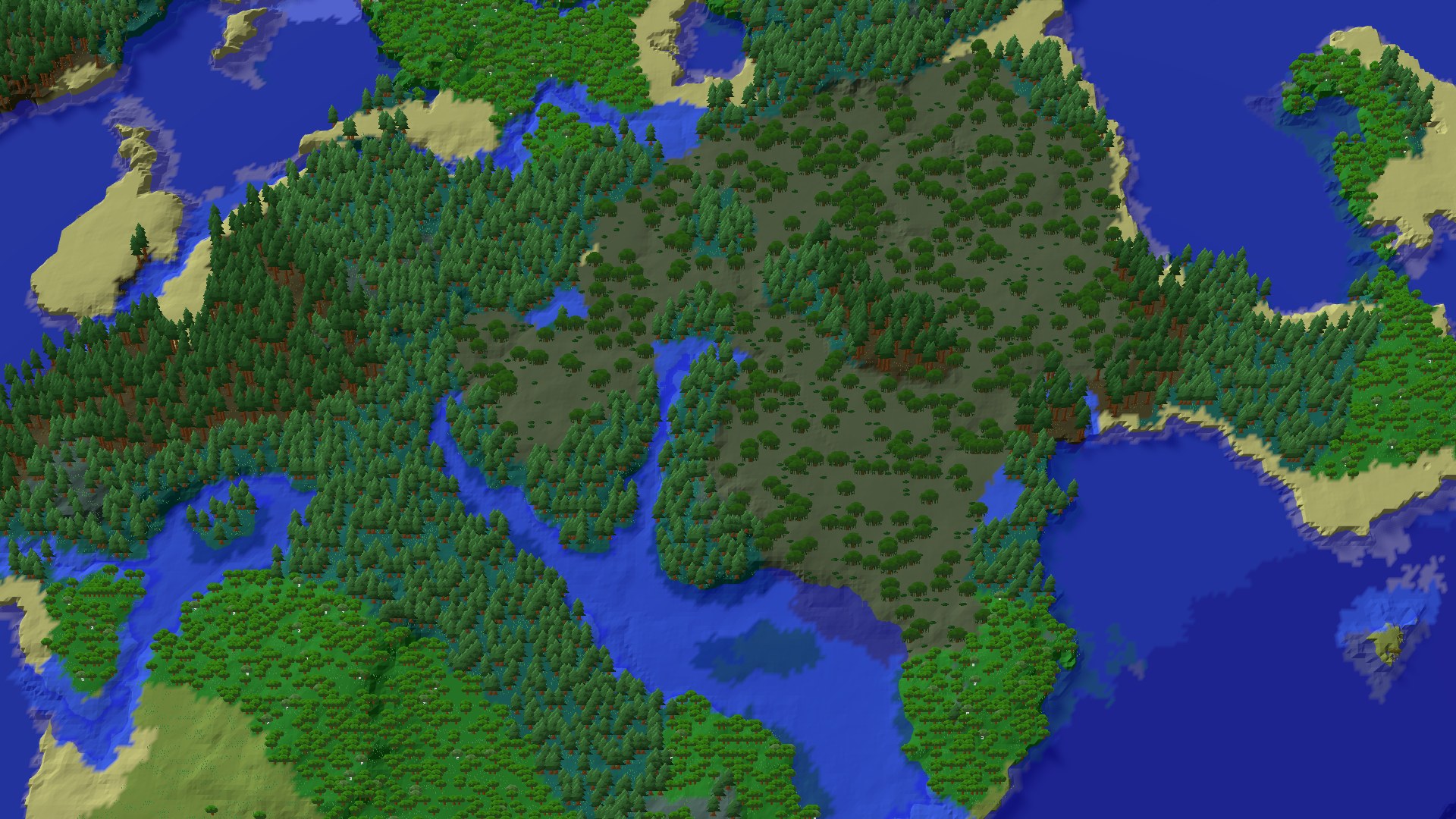 Aerial 3D overview 500 blocks NE of spawn