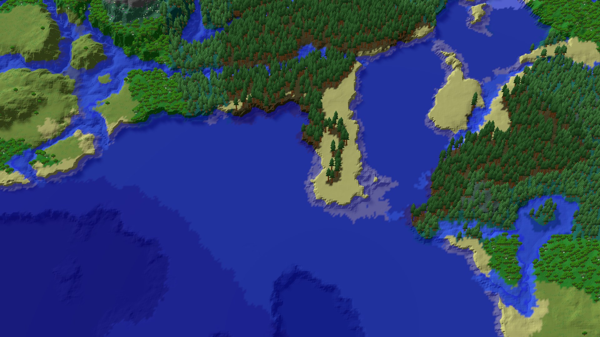 Aerial 3D overview 500 blocks NW of spawn