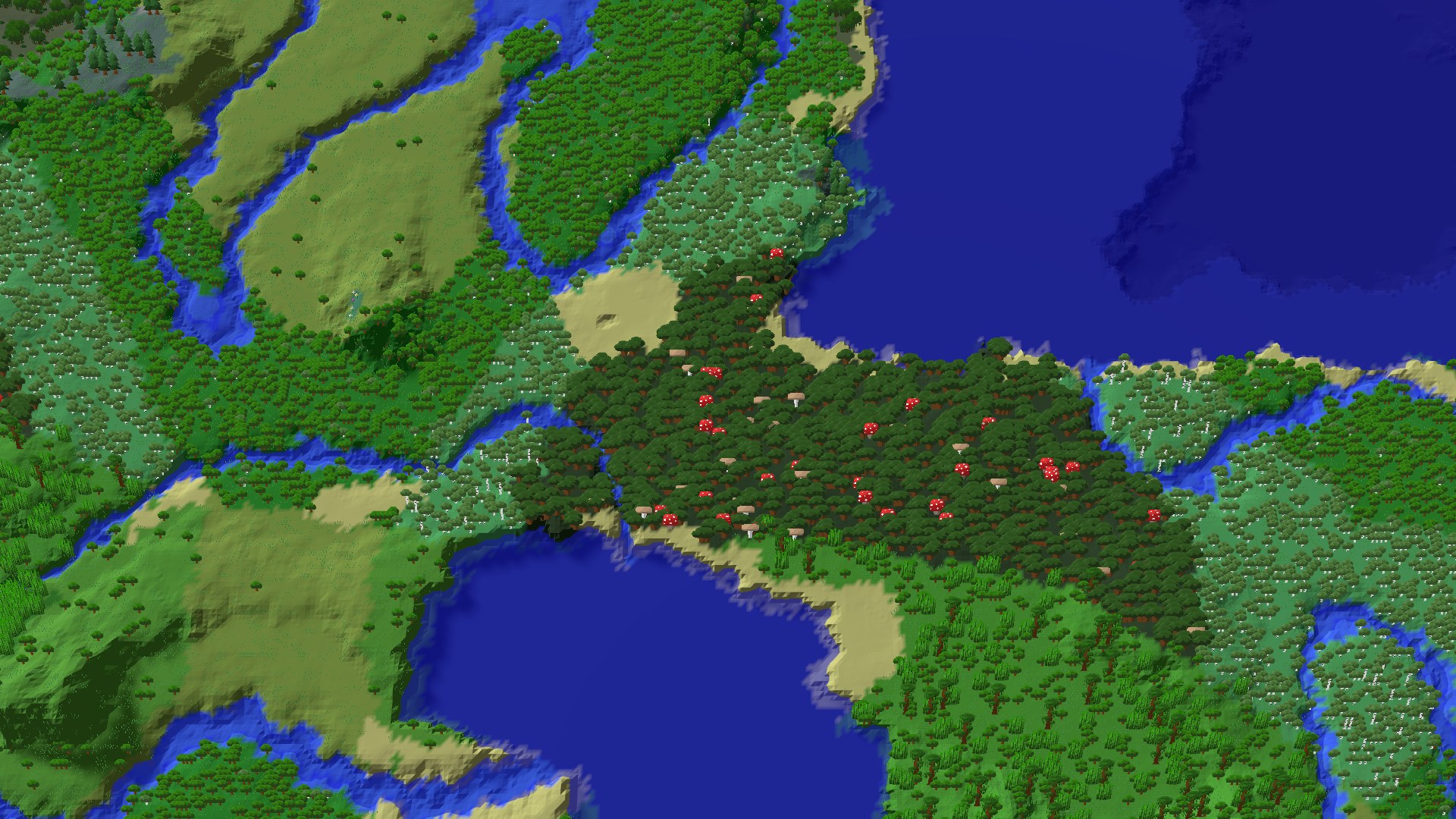 Aerial 3D overview 500 blocks SE of spawn