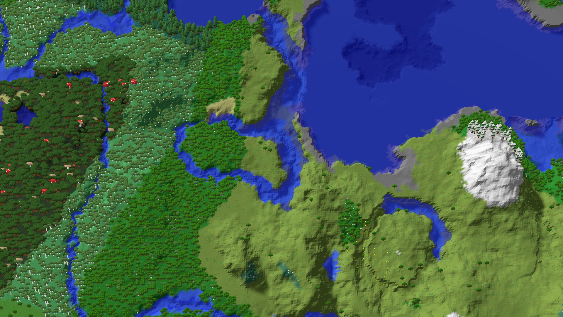 Aerial 3D overview 500 blocks NW of spawn