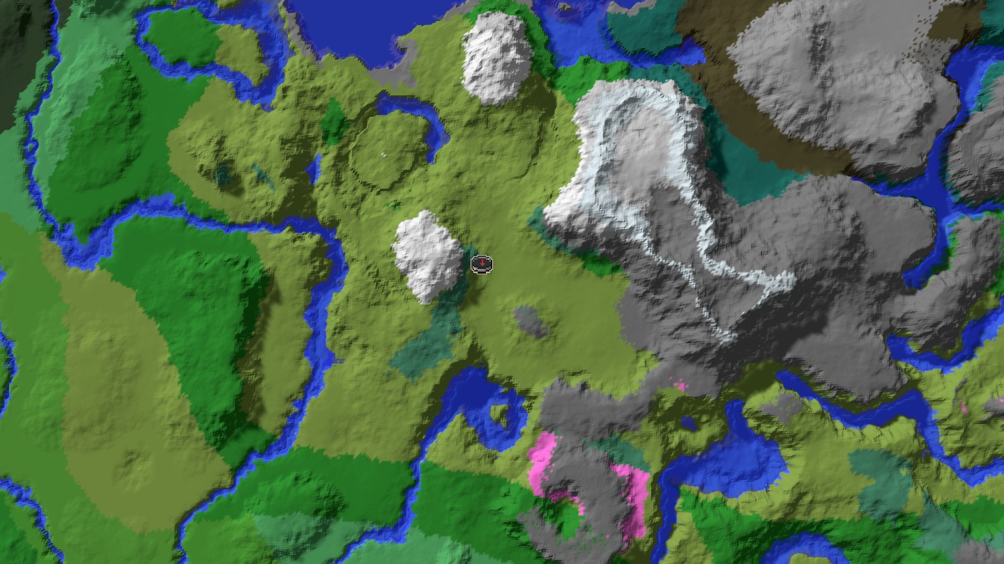 Aerial Minecraft seed map — Java 1.21 route seed with village support and multiple nearby structure goals [4