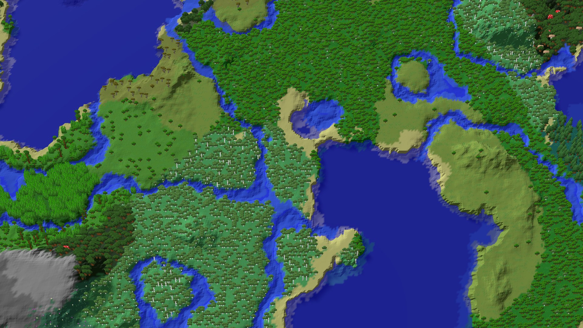 Aerial 3D overview 500 blocks NE of spawn