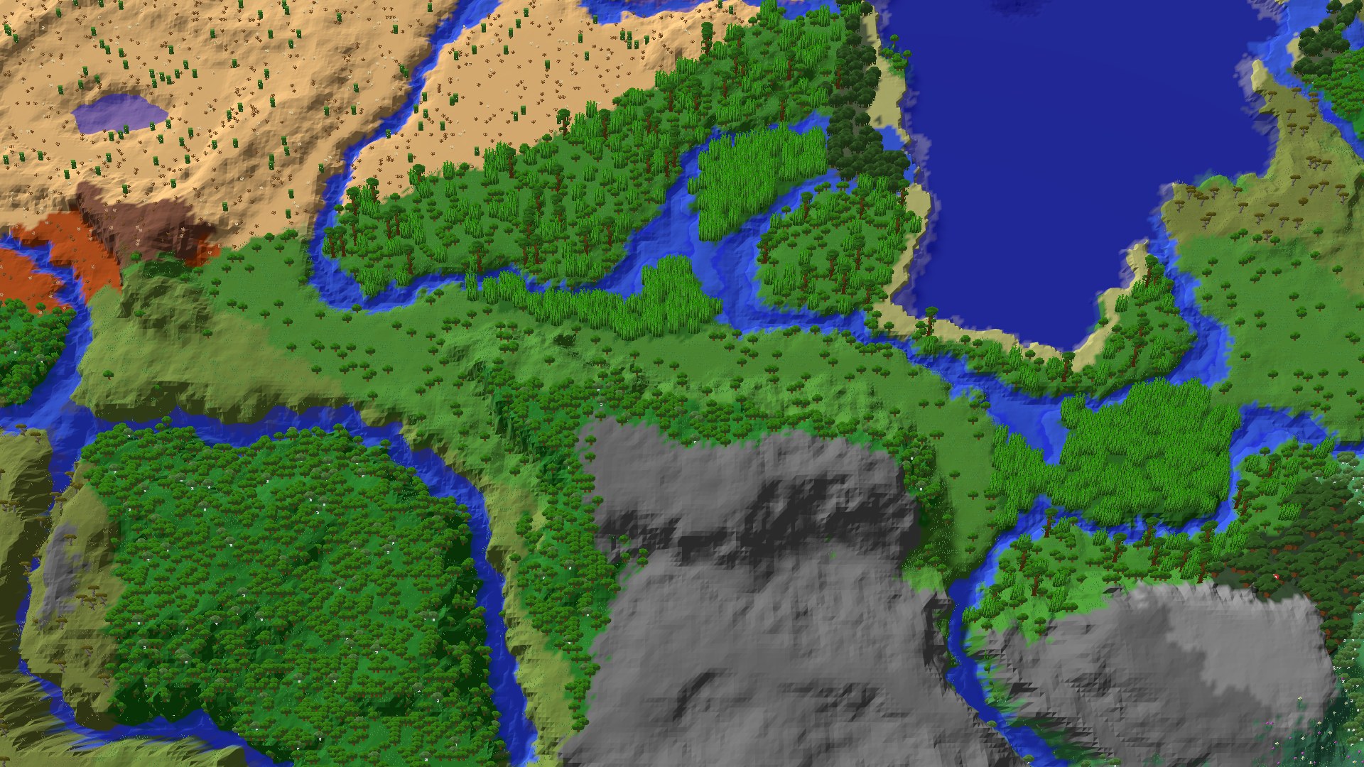 Aerial 3D overview 500 blocks NW of spawn