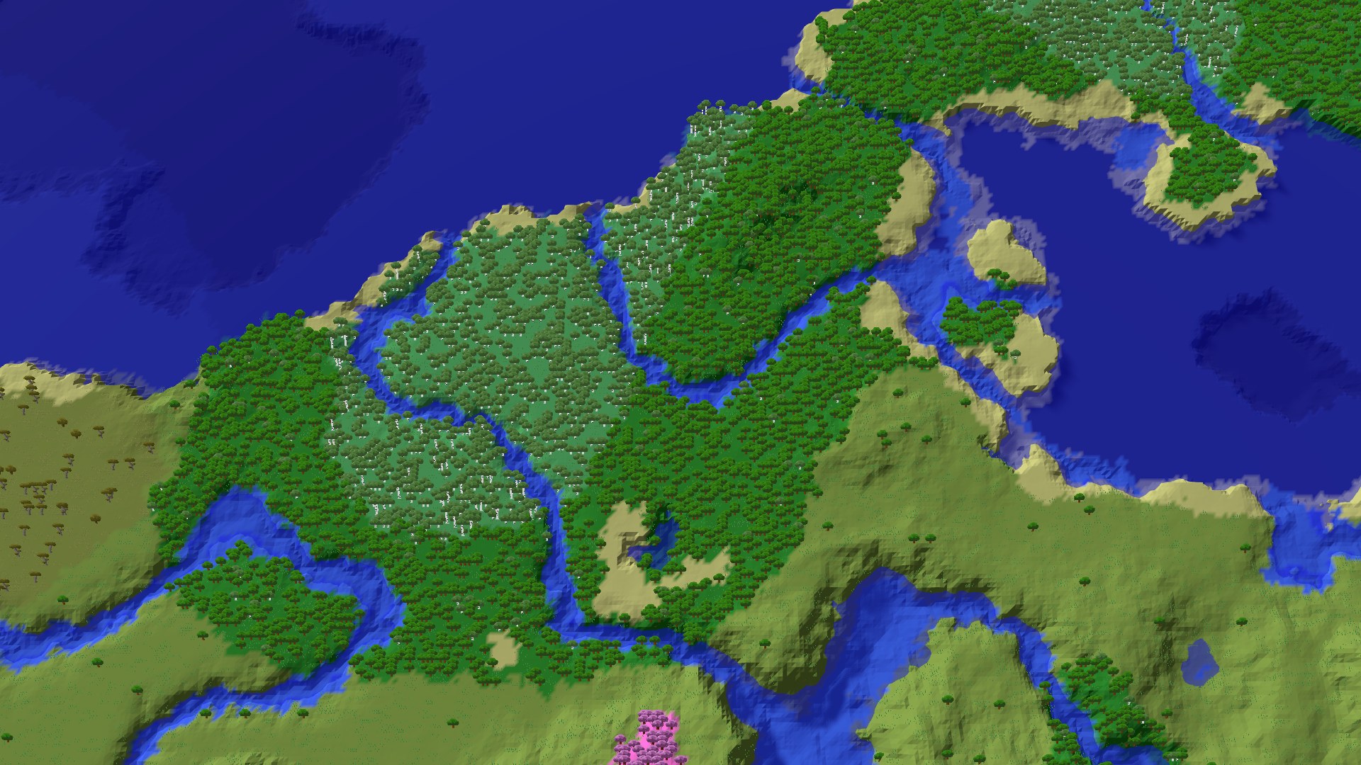 Aerial 3D overview 500 blocks NE of spawn