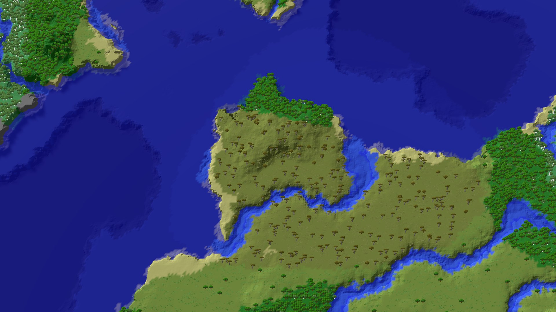 Aerial 3D overview 500 blocks NW of spawn