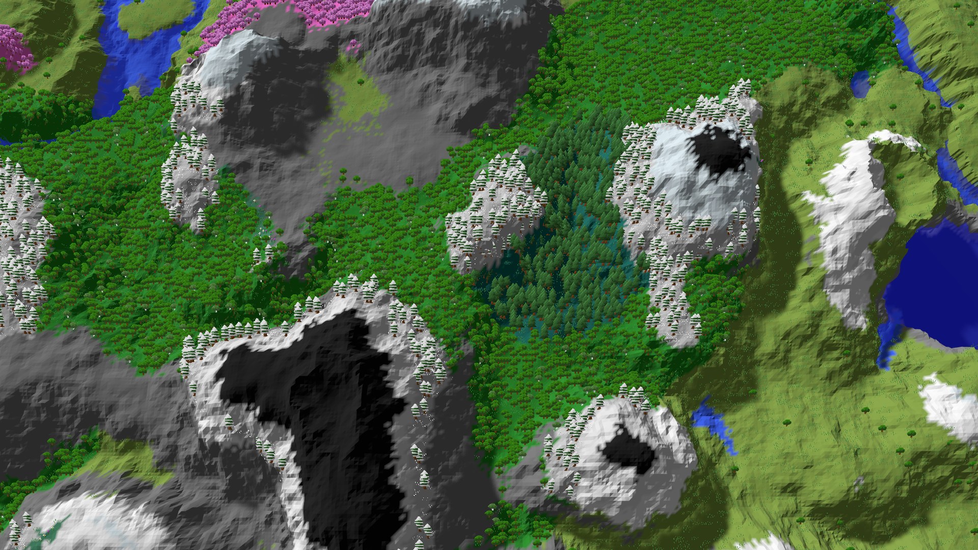 Aerial 3D overview 500 blocks SE of spawn