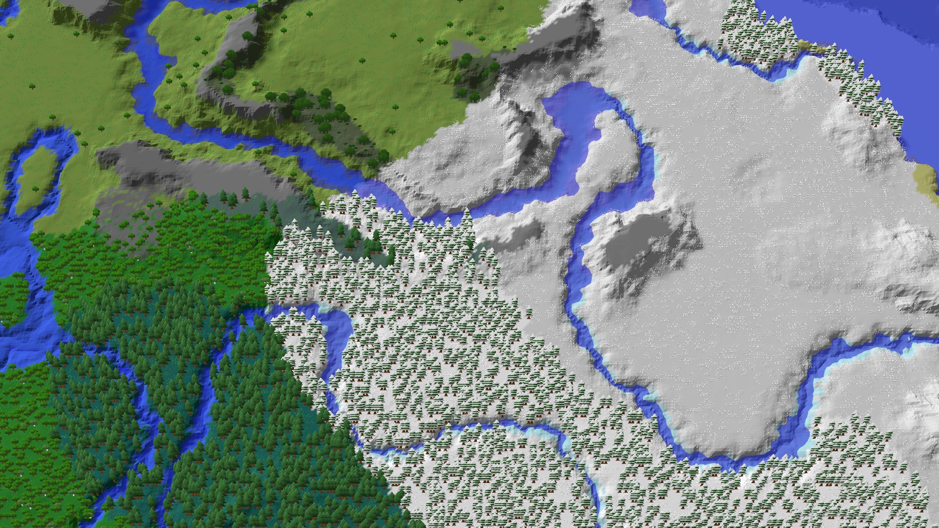 Aerial 3D overview 500 blocks NE of spawn