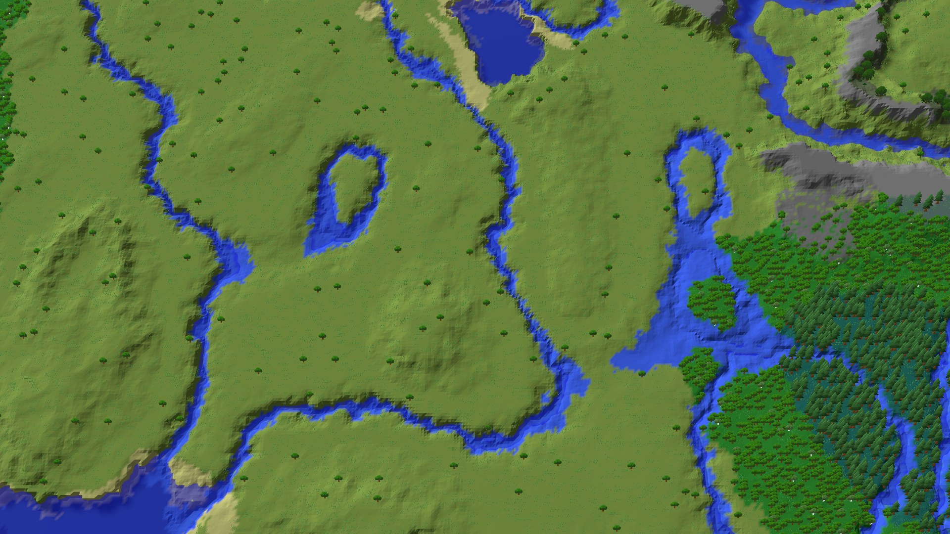 Aerial 3D overview 500 blocks NW of spawn