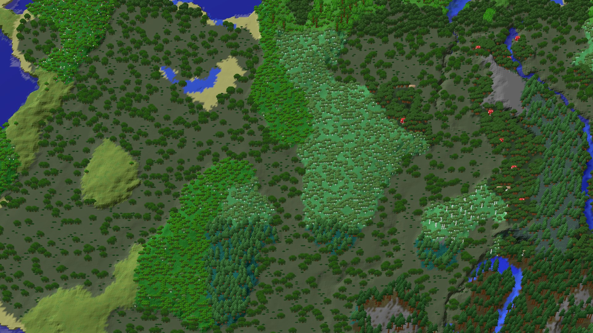 Aerial 3D overview 500 blocks NE of spawn
