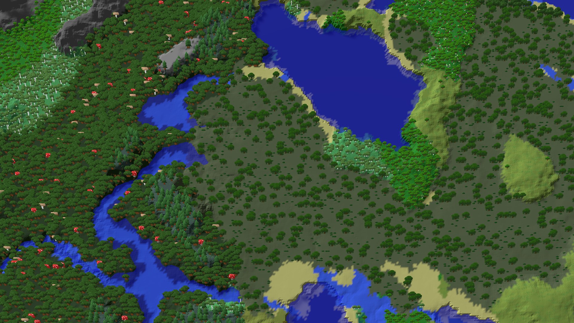 Aerial 3D overview 500 blocks NW of spawn