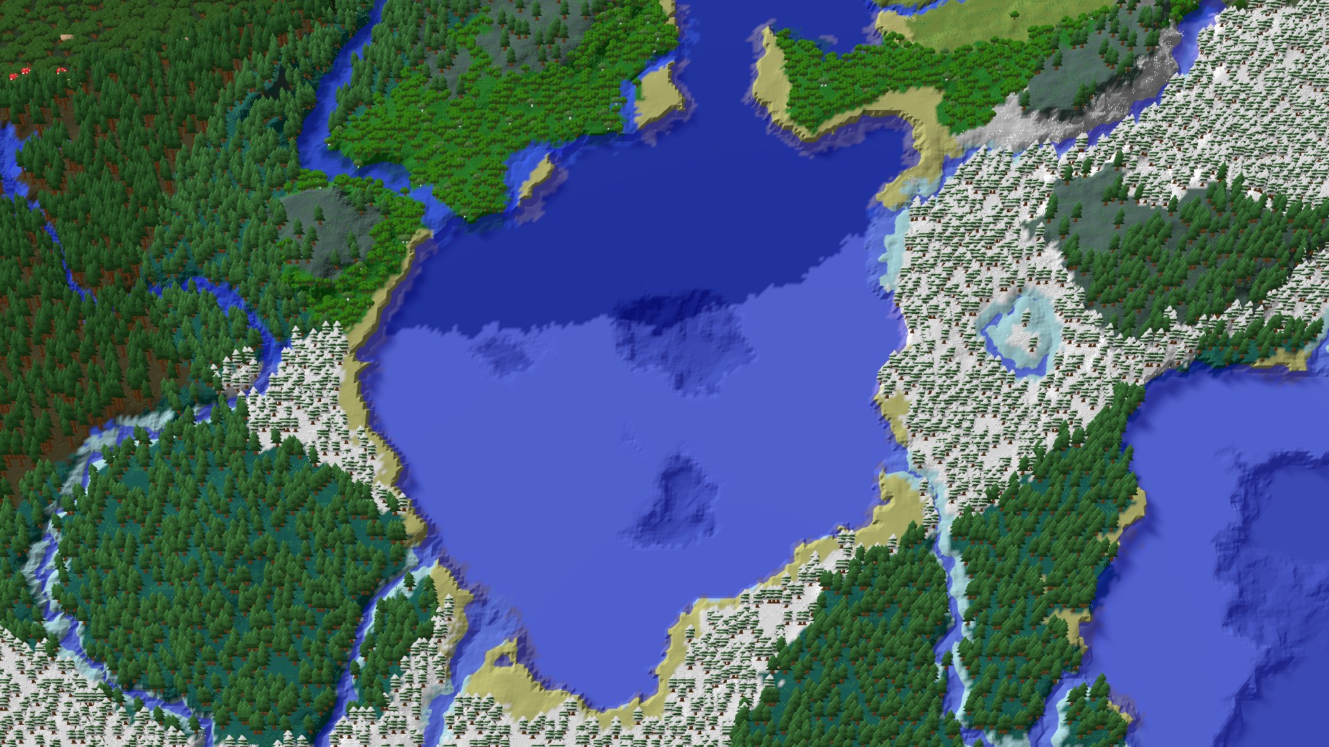 Aerial 3D overview 500 blocks SW of spawn