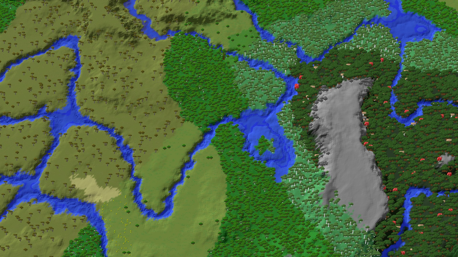 Aerial 3D overview 500 blocks NE of spawn