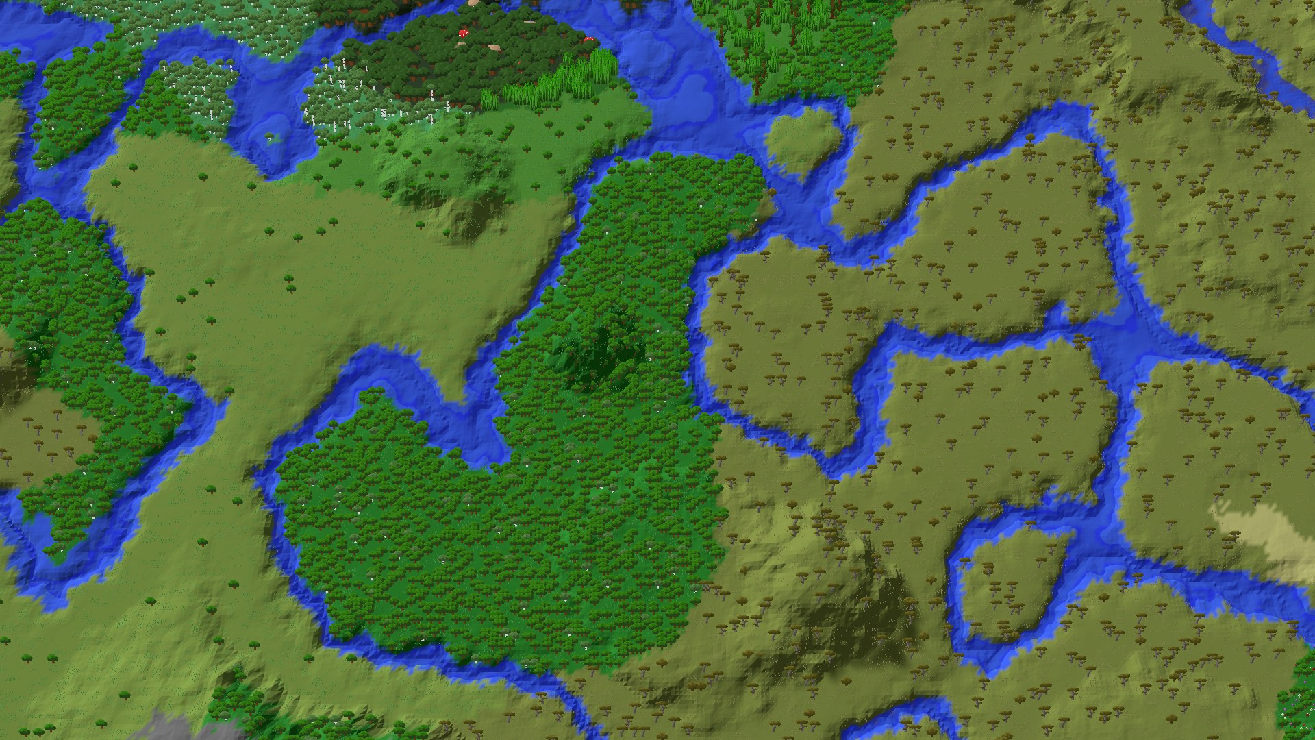 Aerial 3D overview 500 blocks NW of spawn