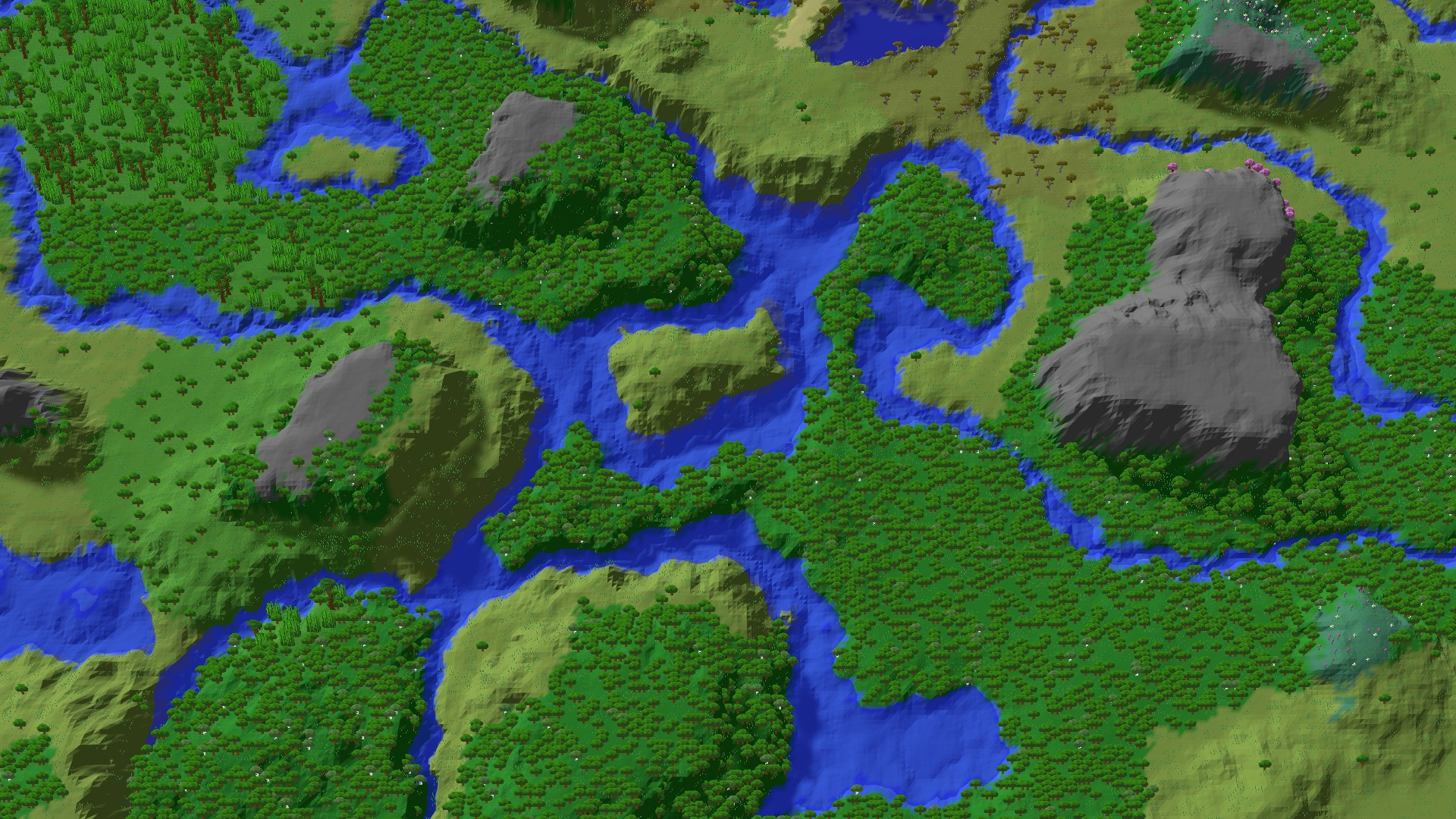 Aerial 3D overview 500 blocks SW of spawn
