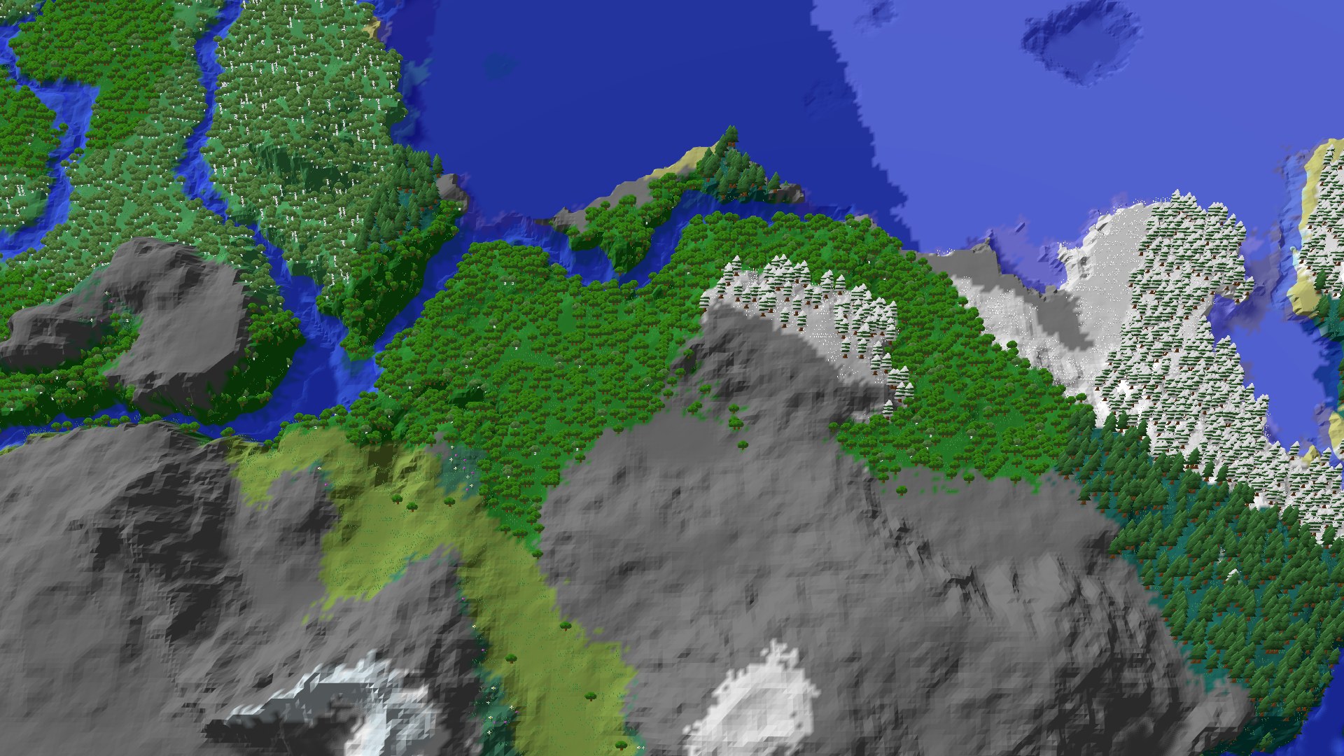 Aerial 3D overview 500 blocks NE of spawn