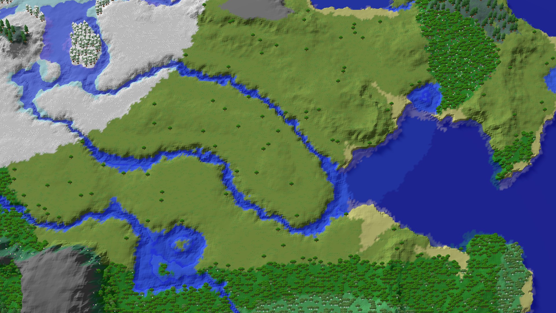 Aerial 3D overview 500 blocks NE of spawn
