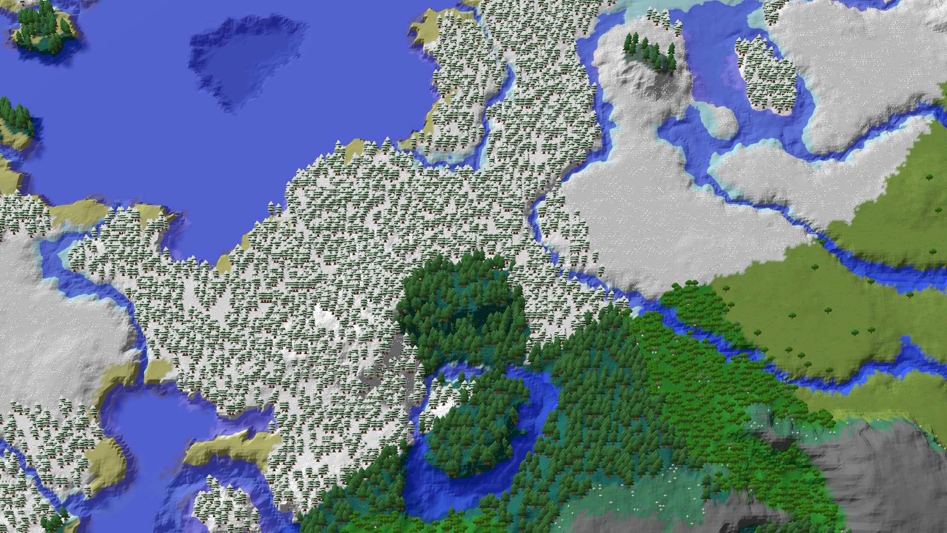 Aerial 3D overview 500 blocks NW of spawn