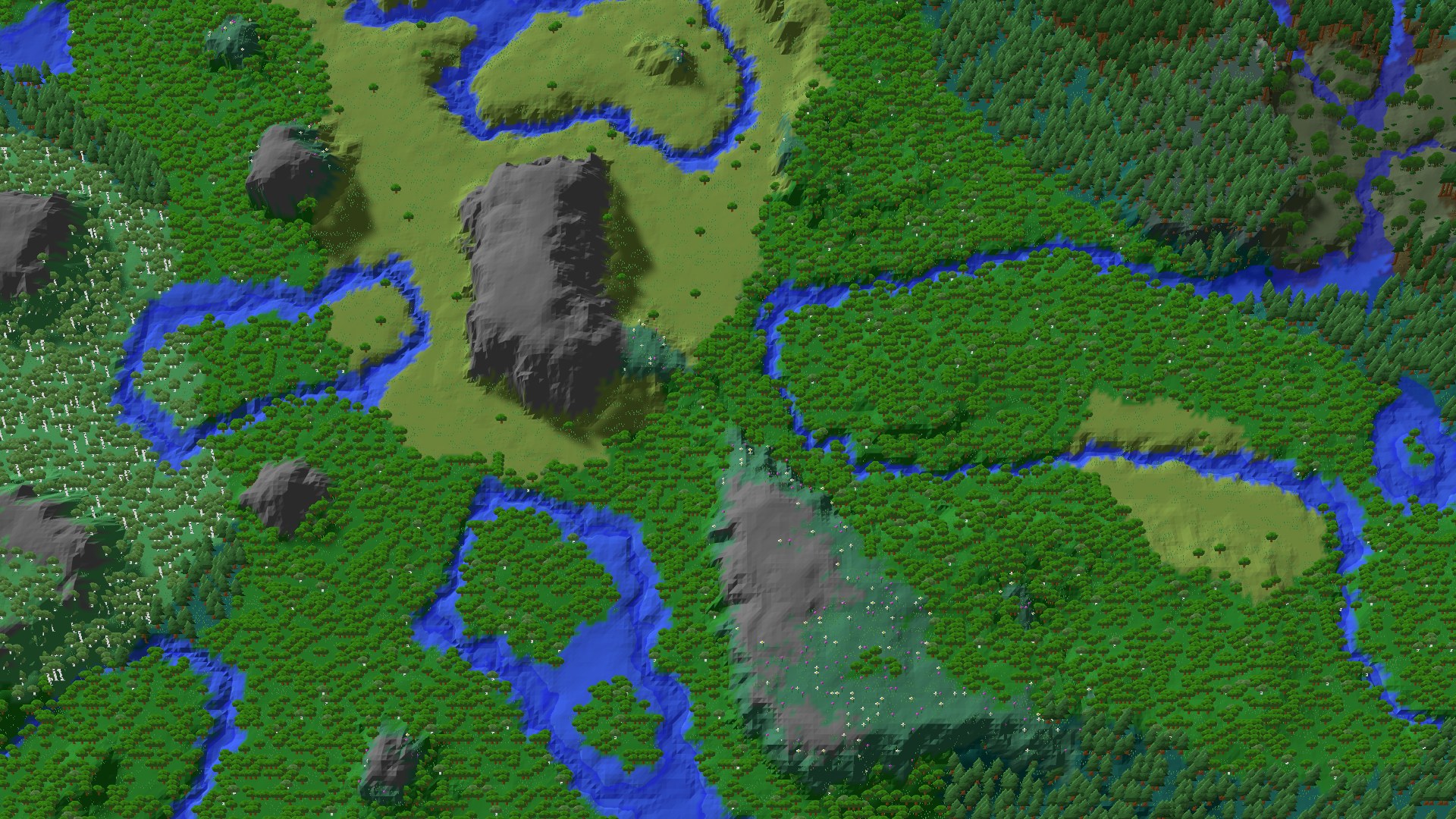 Aerial 3D overview 500 blocks NW of spawn