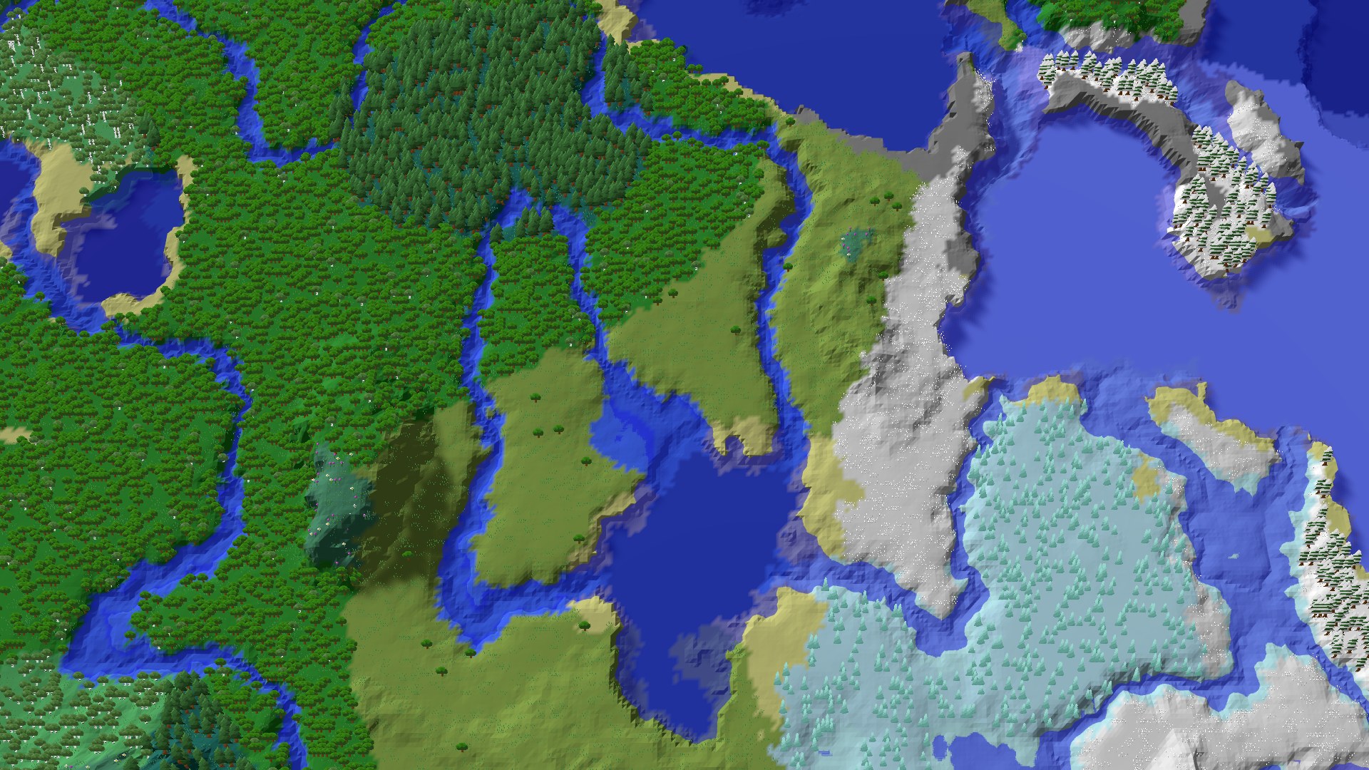 Aerial 3D overview 500 blocks NW of spawn