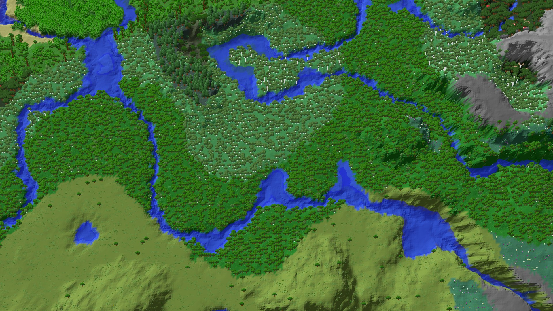 Aerial 3D overview 500 blocks NE of spawn