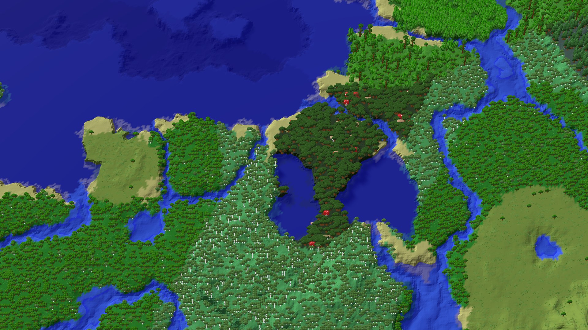 Aerial 3D overview 500 blocks NW of spawn