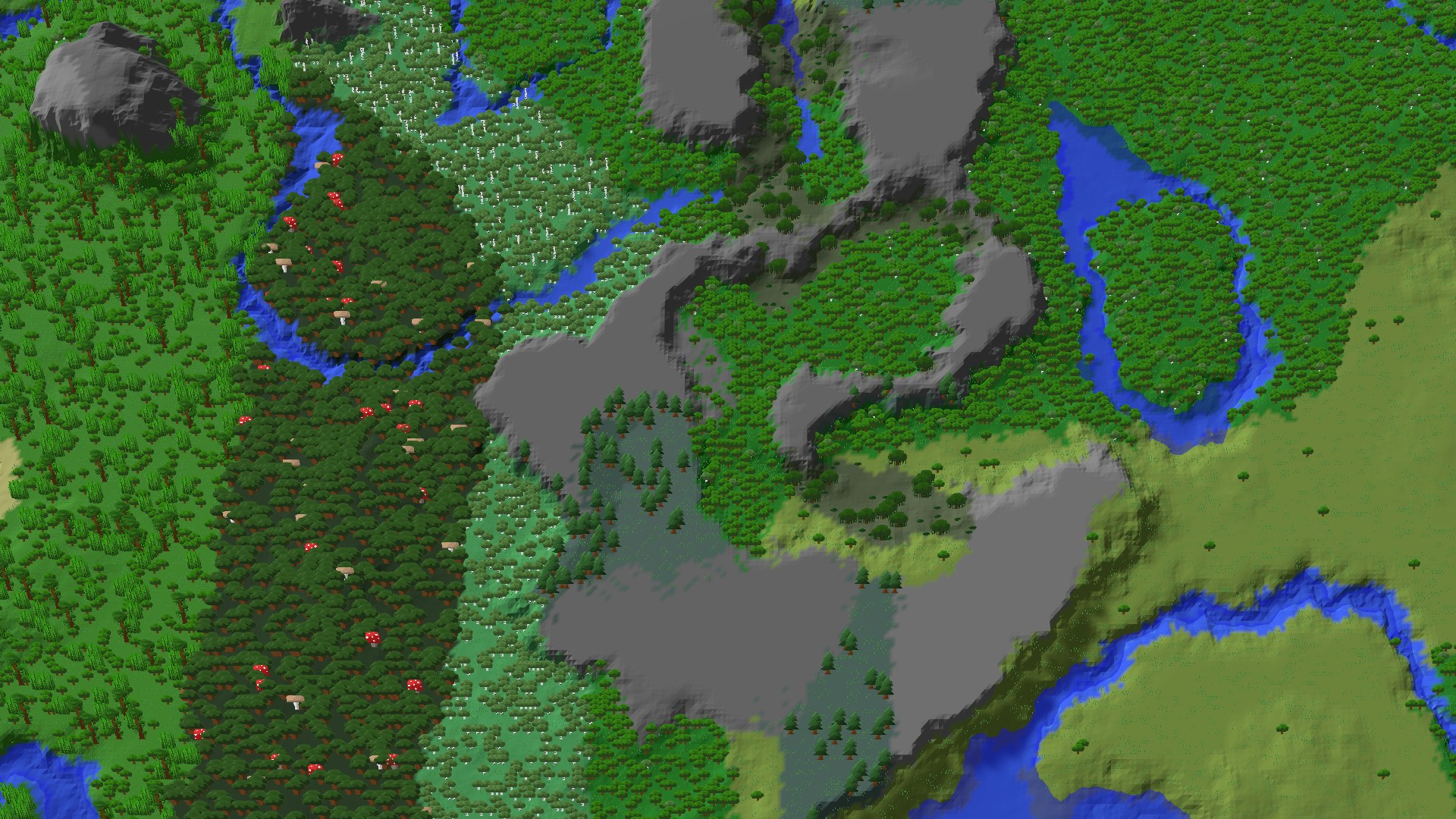 Aerial 3D overview 500 blocks NW of spawn