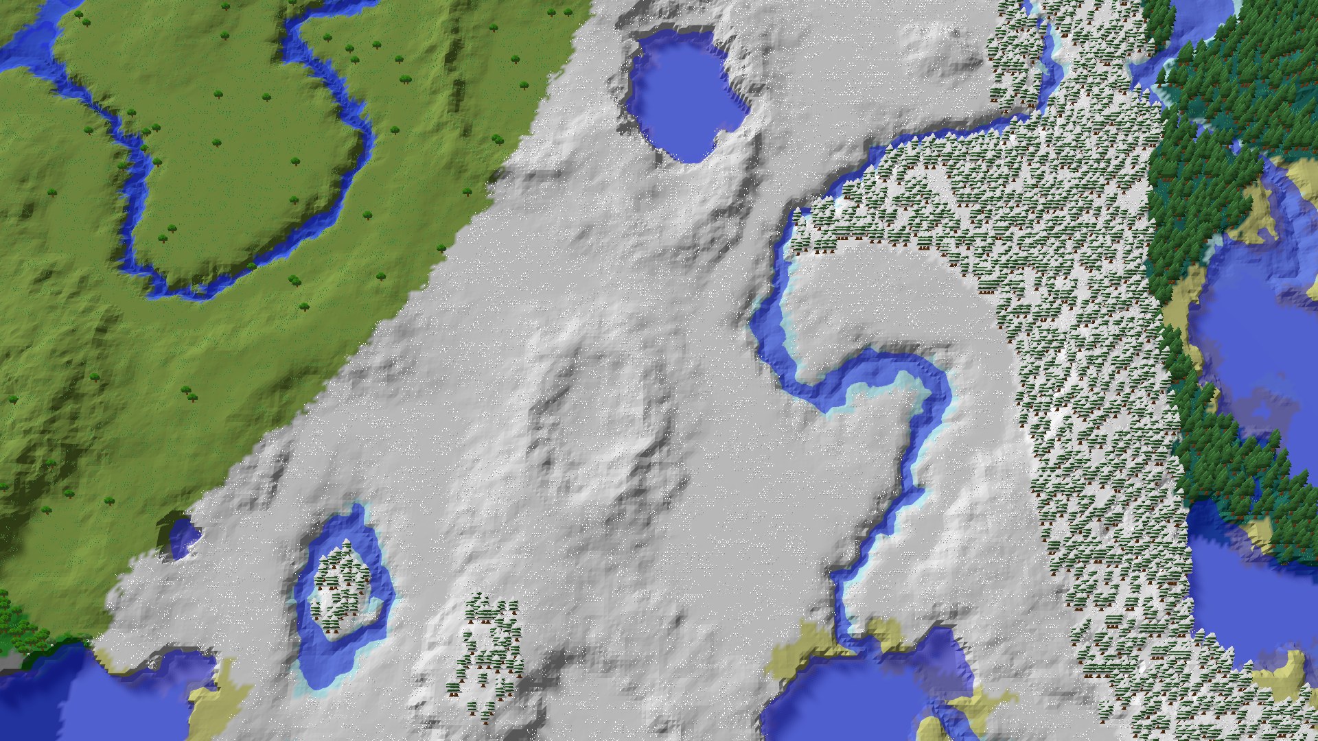 Aerial 3D overview 500 blocks SE of spawn