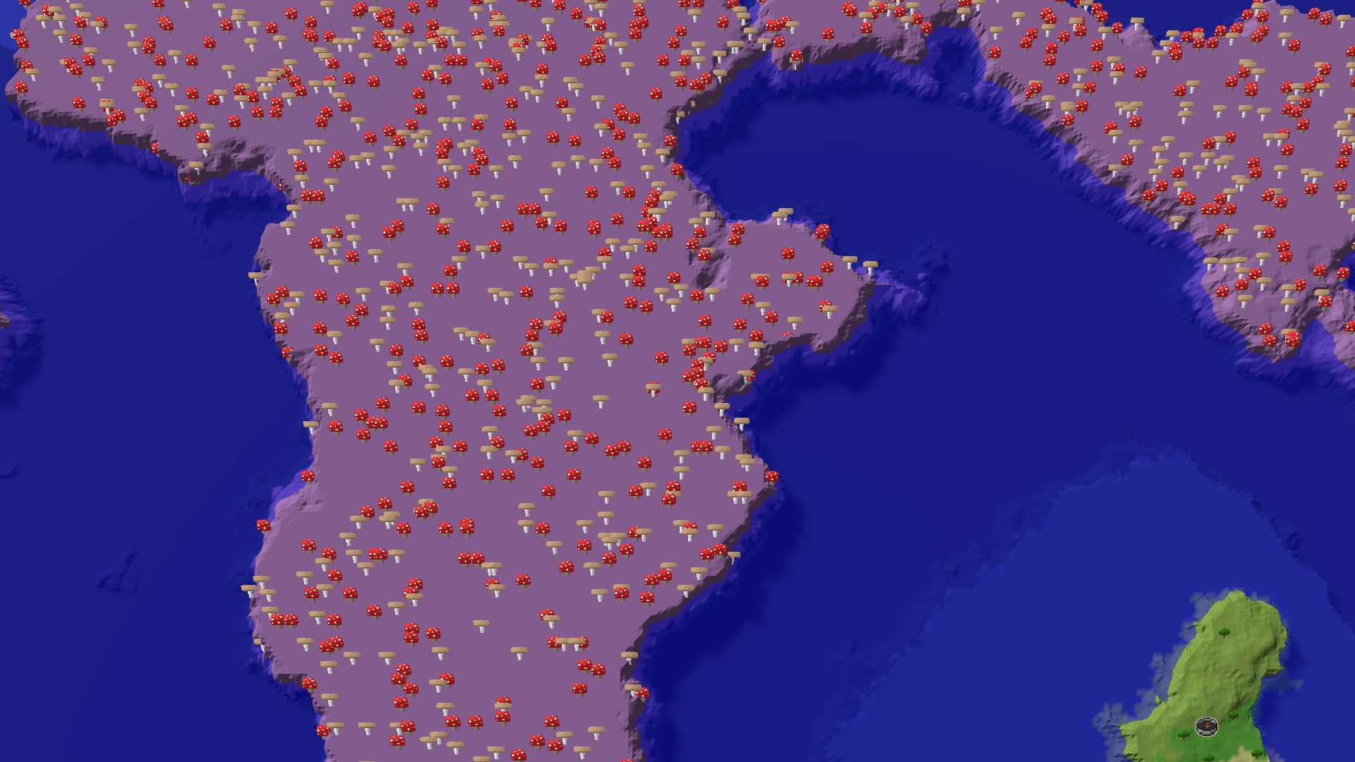 Aerial 3D overview 500 blocks NW of spawn