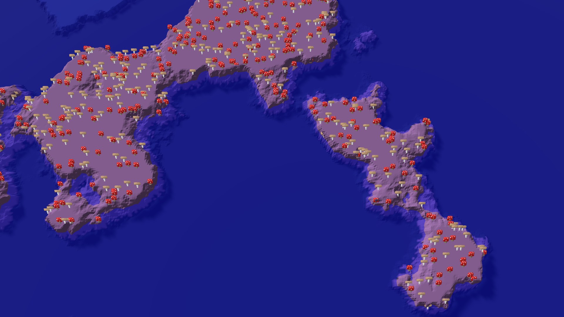 Aerial 3D overview 500 blocks SE of spawn