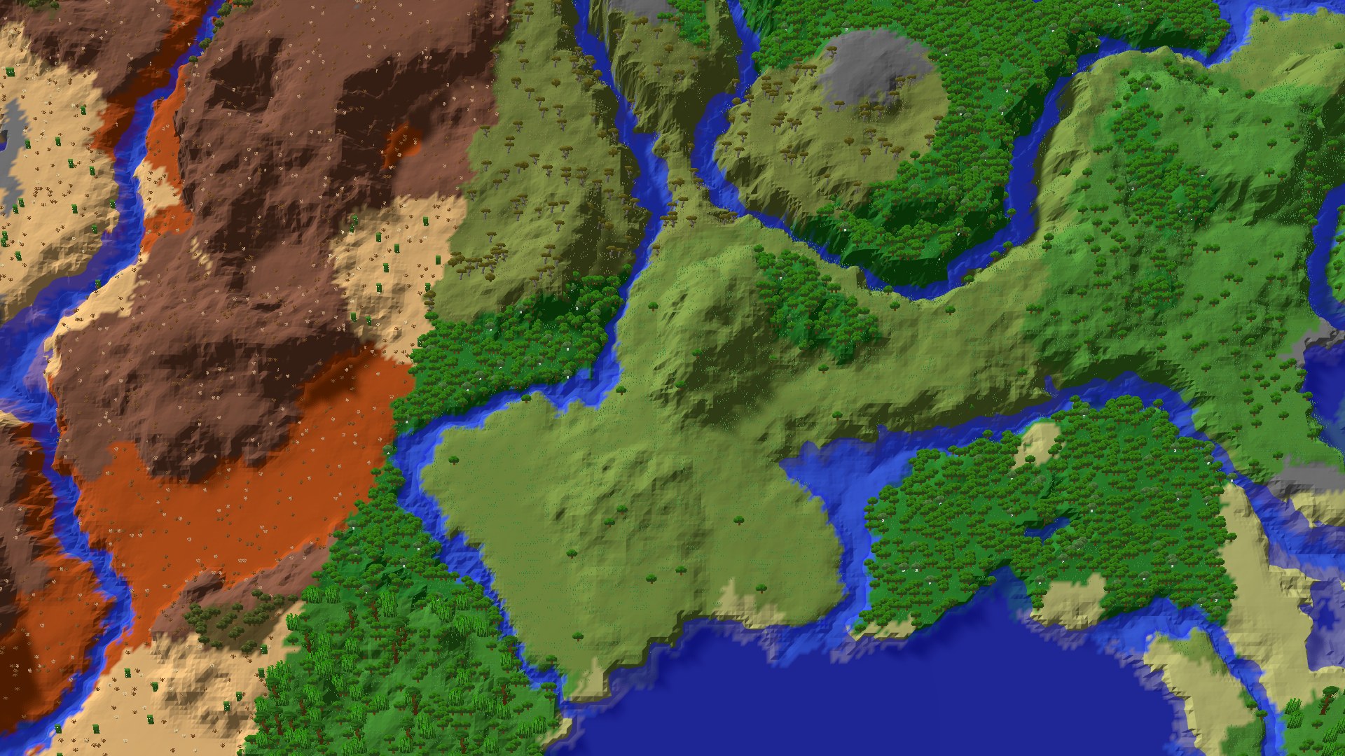 Aerial 3D overview 500 blocks NE of spawn