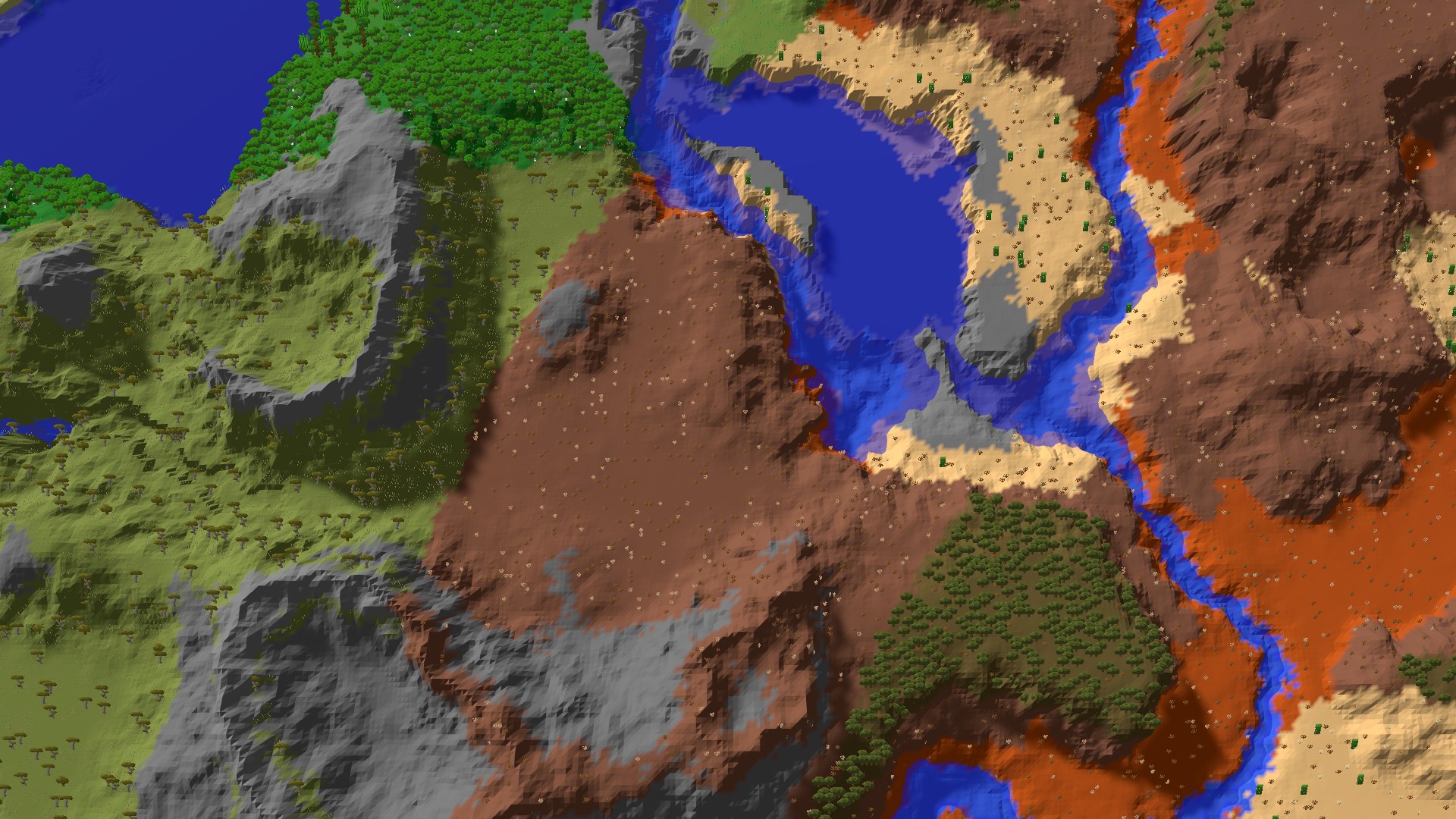 Aerial 3D overview 500 blocks NW of spawn