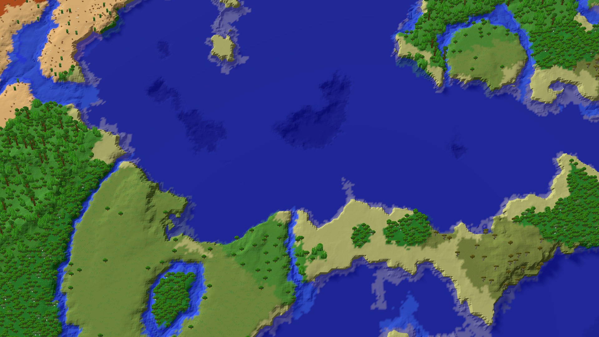 Aerial 3D overview 500 blocks SE of spawn