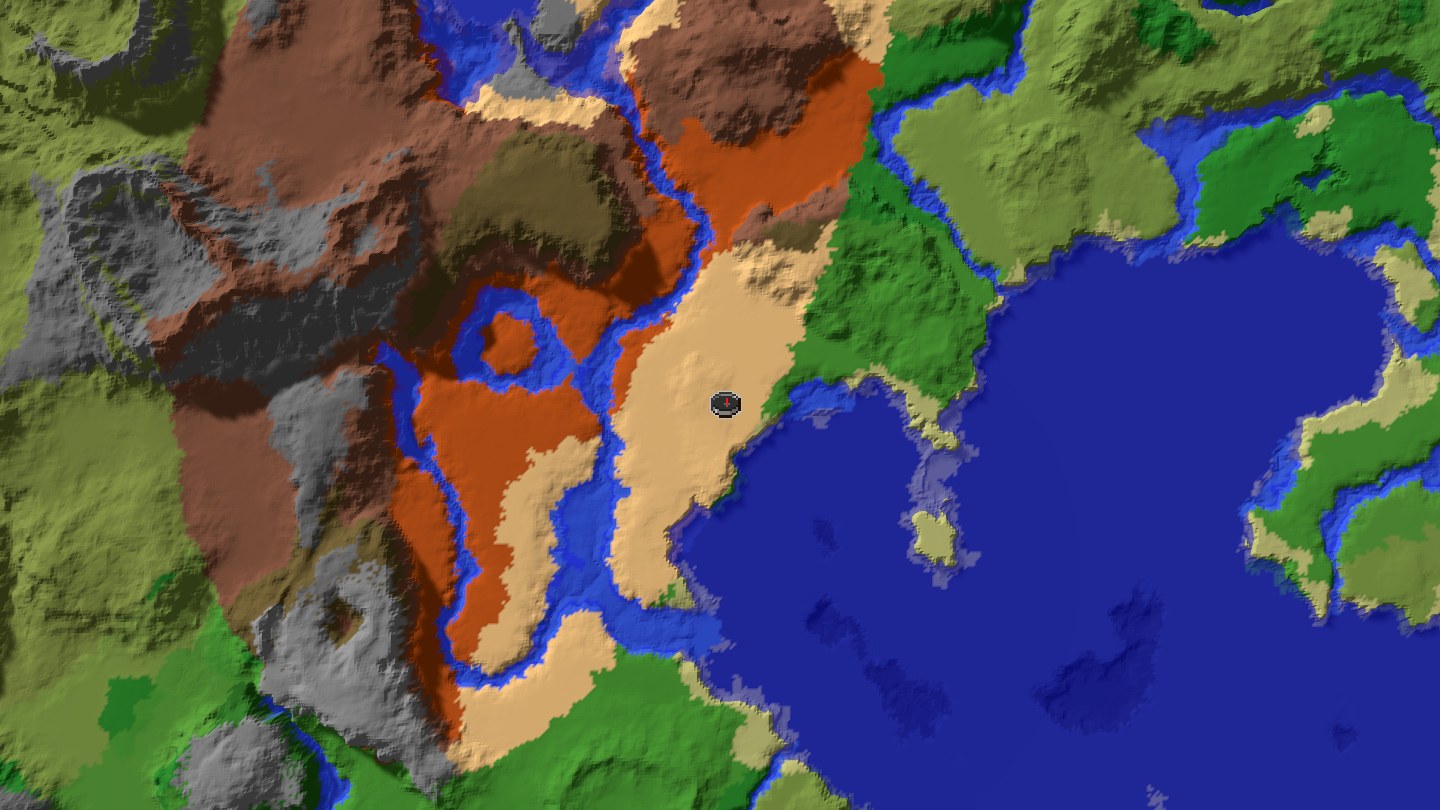 Aerial Minecraft seed map — Compact structure gathering seed with many points of interest in one region [836