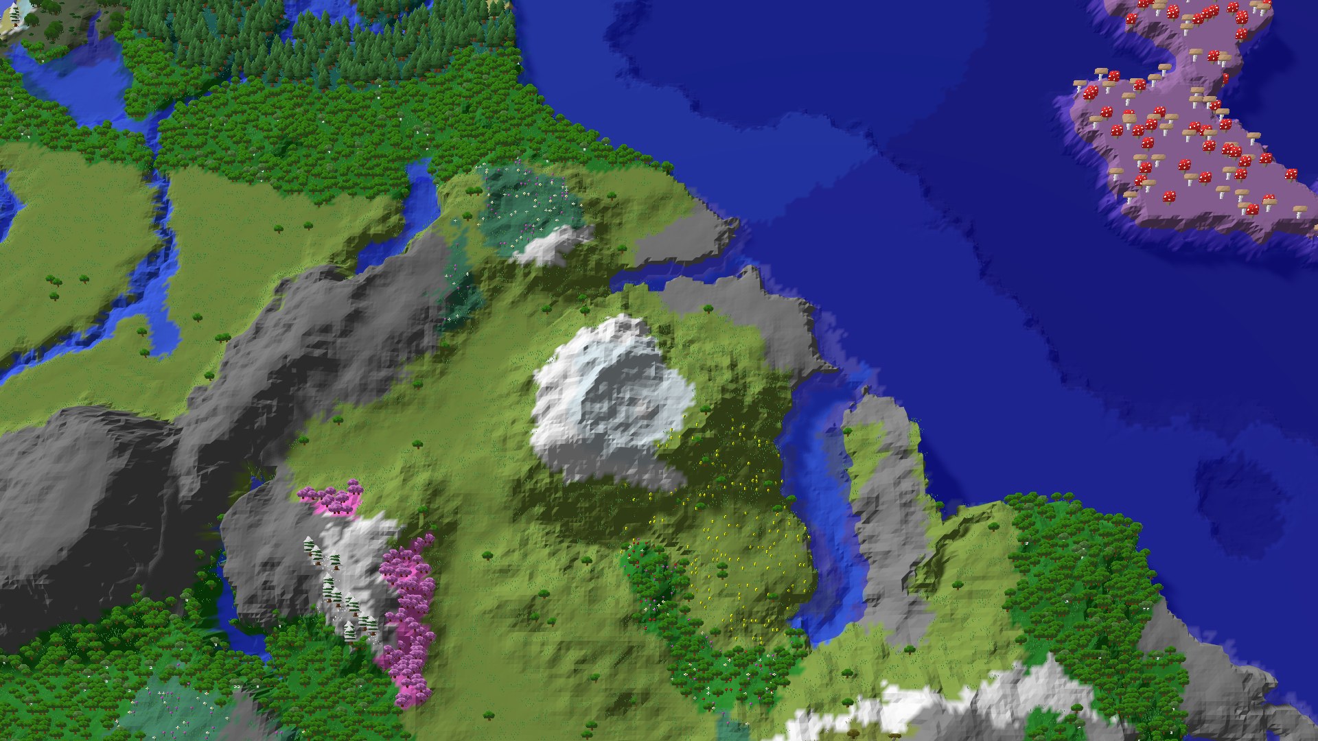 Aerial 3D overview 500 blocks NE of spawn