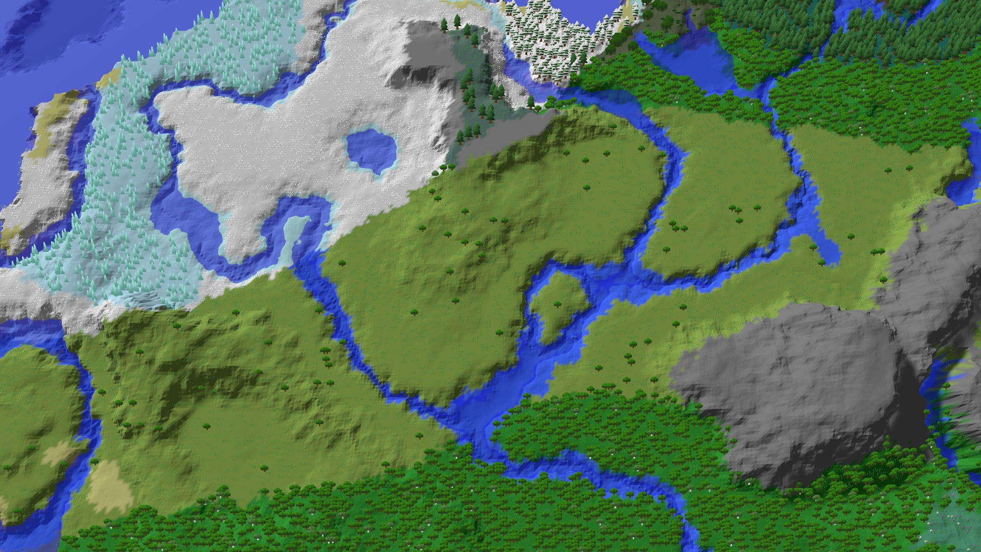Aerial 3D overview 500 blocks NW of spawn