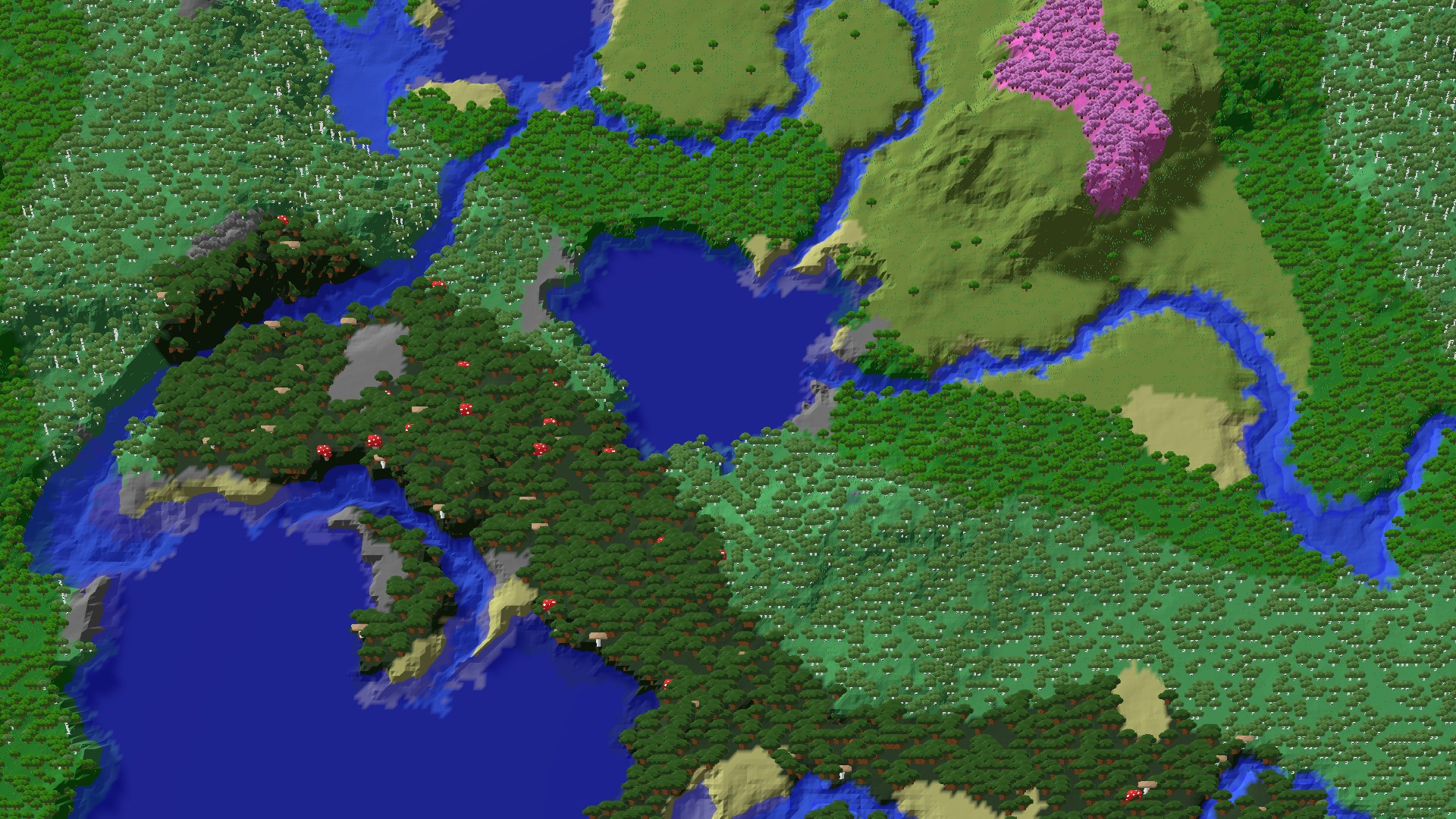 Aerial 3D overview 500 blocks NW of spawn