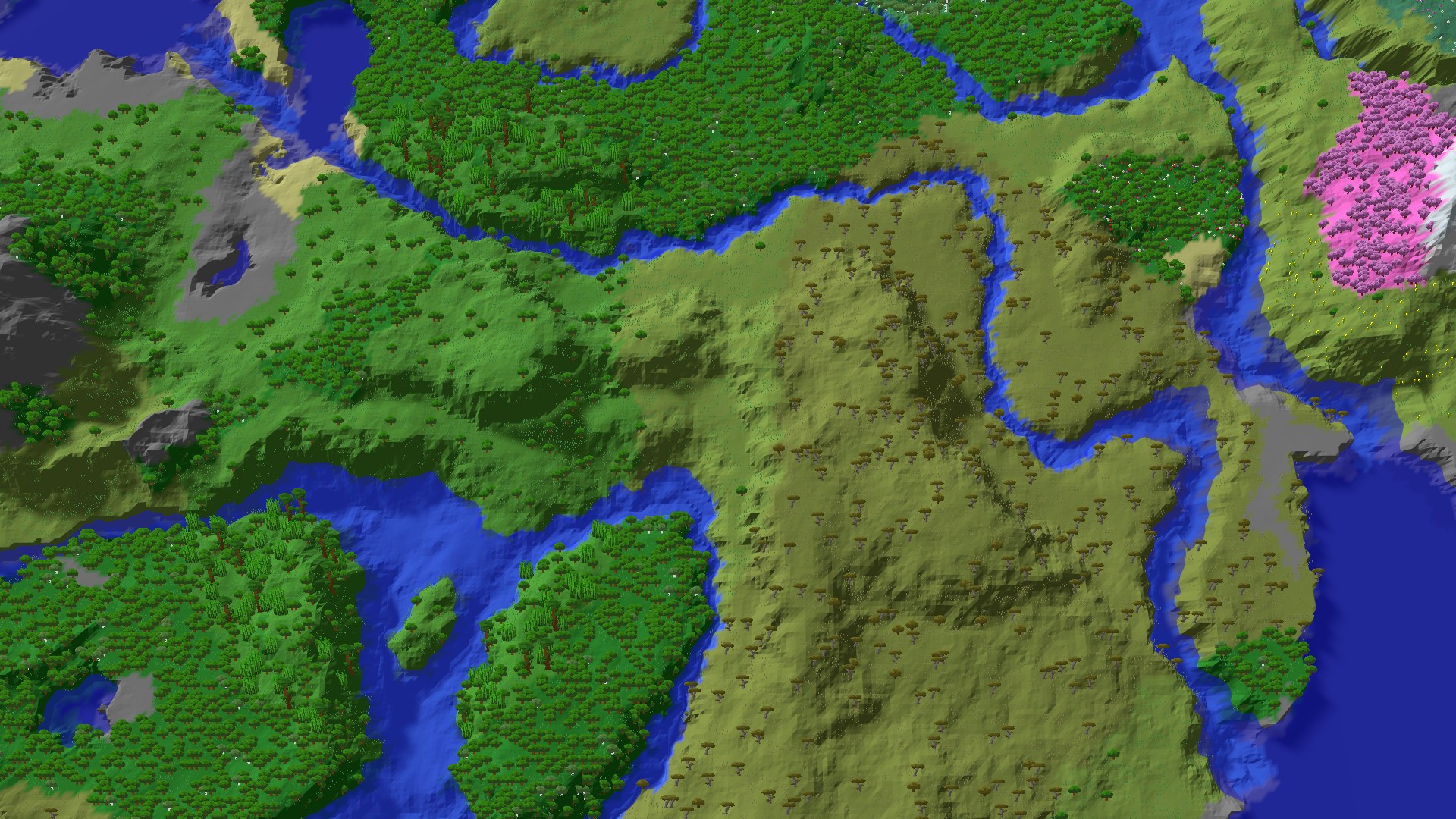 Aerial 3D overview 500 blocks NE of spawn