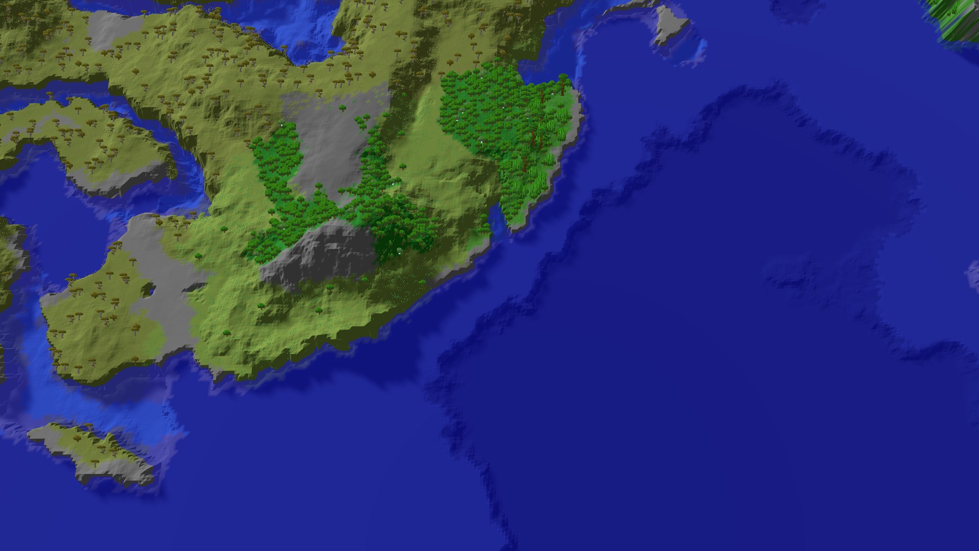 Aerial 3D overview 500 blocks SE of spawn