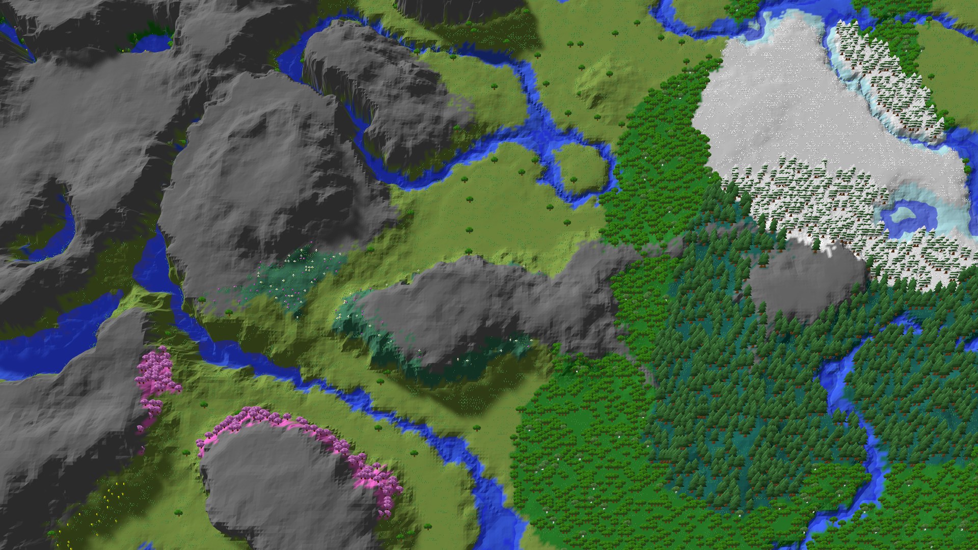 Aerial 3D overview 500 blocks NE of spawn