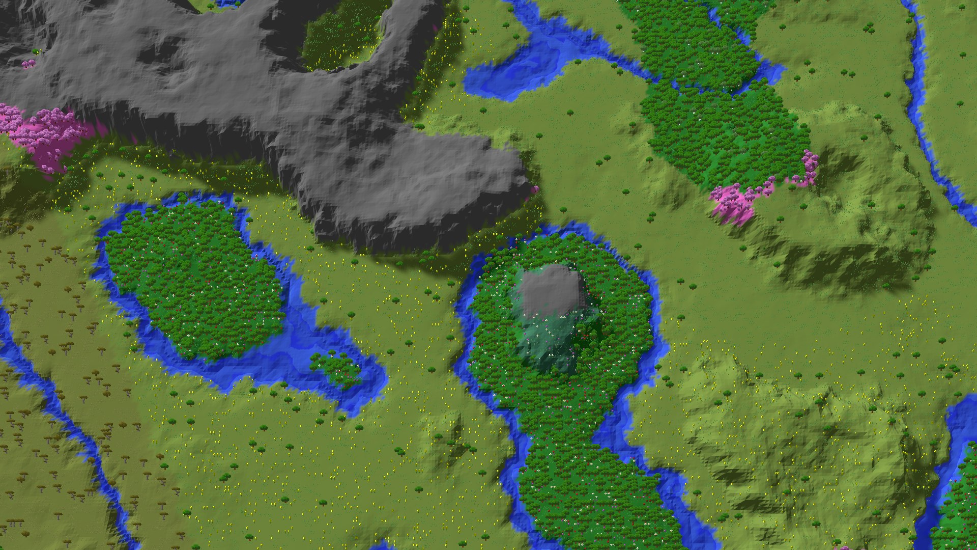 Aerial 3D overview 500 blocks SE of spawn