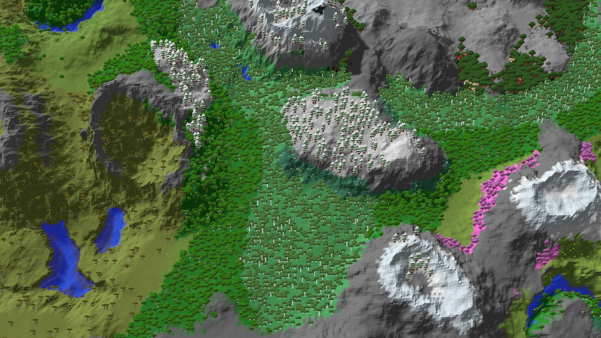 Aerial 3D overview 500 blocks NW of spawn