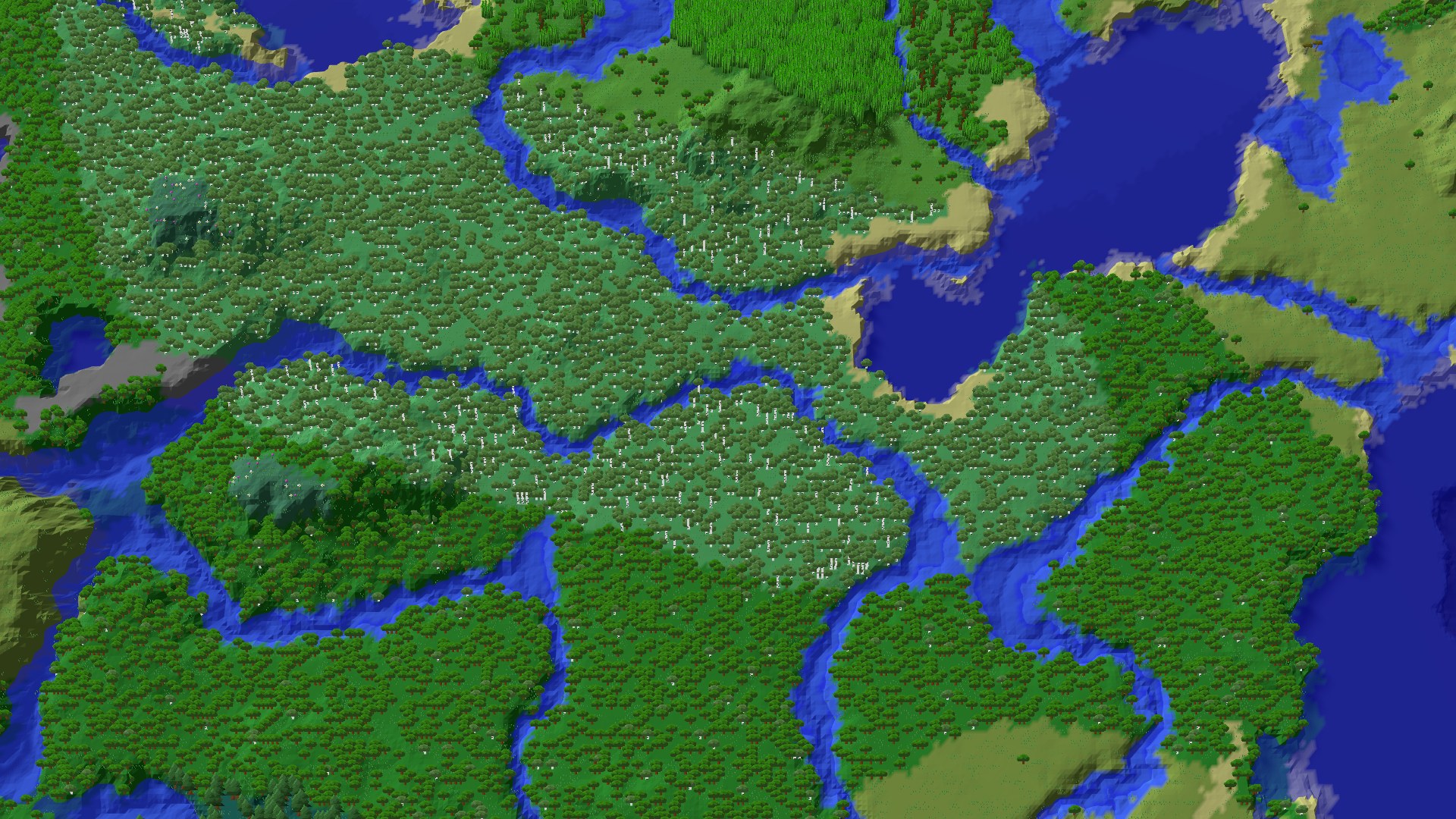Aerial 3D overview 500 blocks NW of spawn